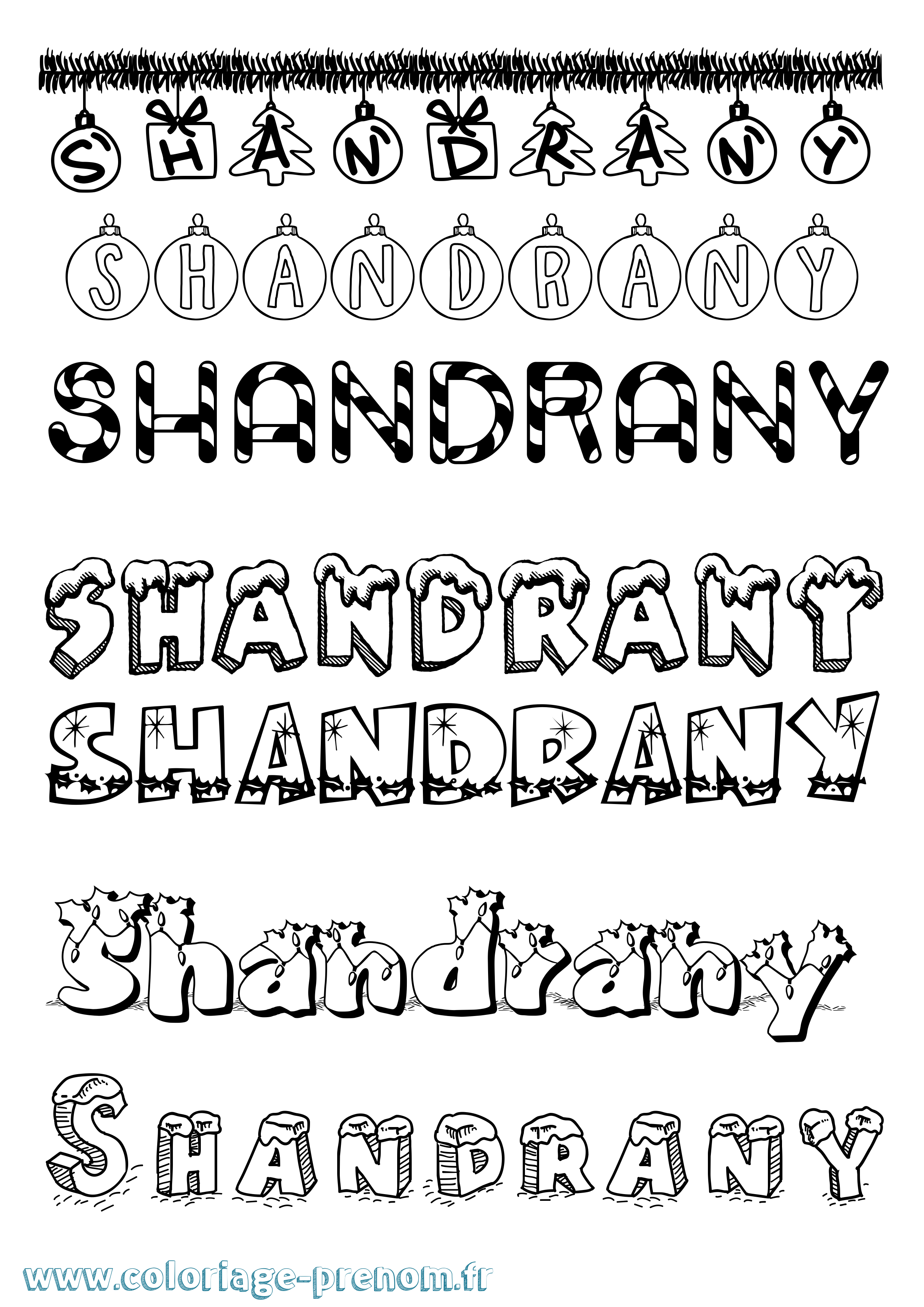 Coloriage Shandrany Noël Coloriage prénom Shandrany Noël