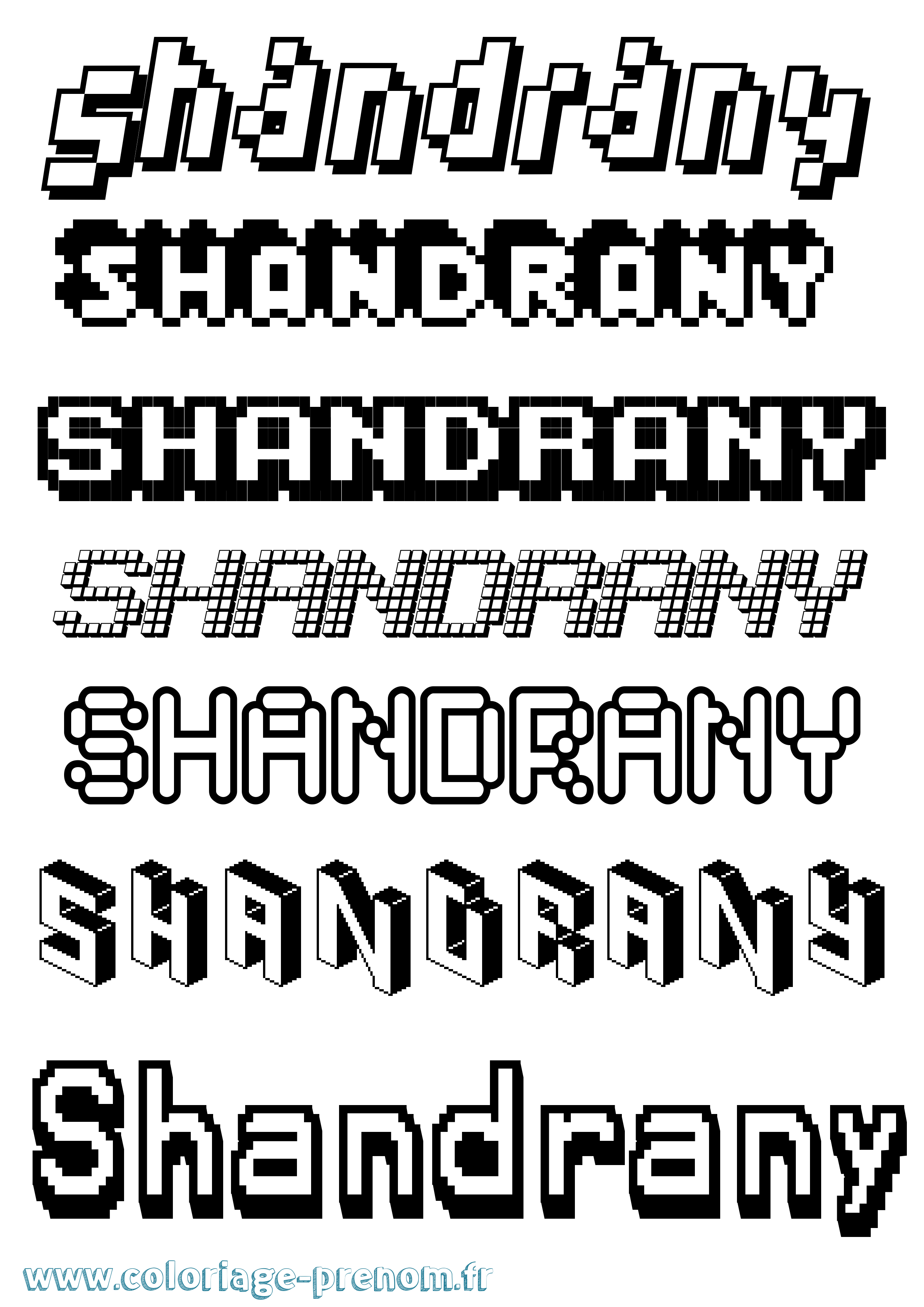 Coloriage Shandrany Pixel Coloriage prénom Shandrany Pixel