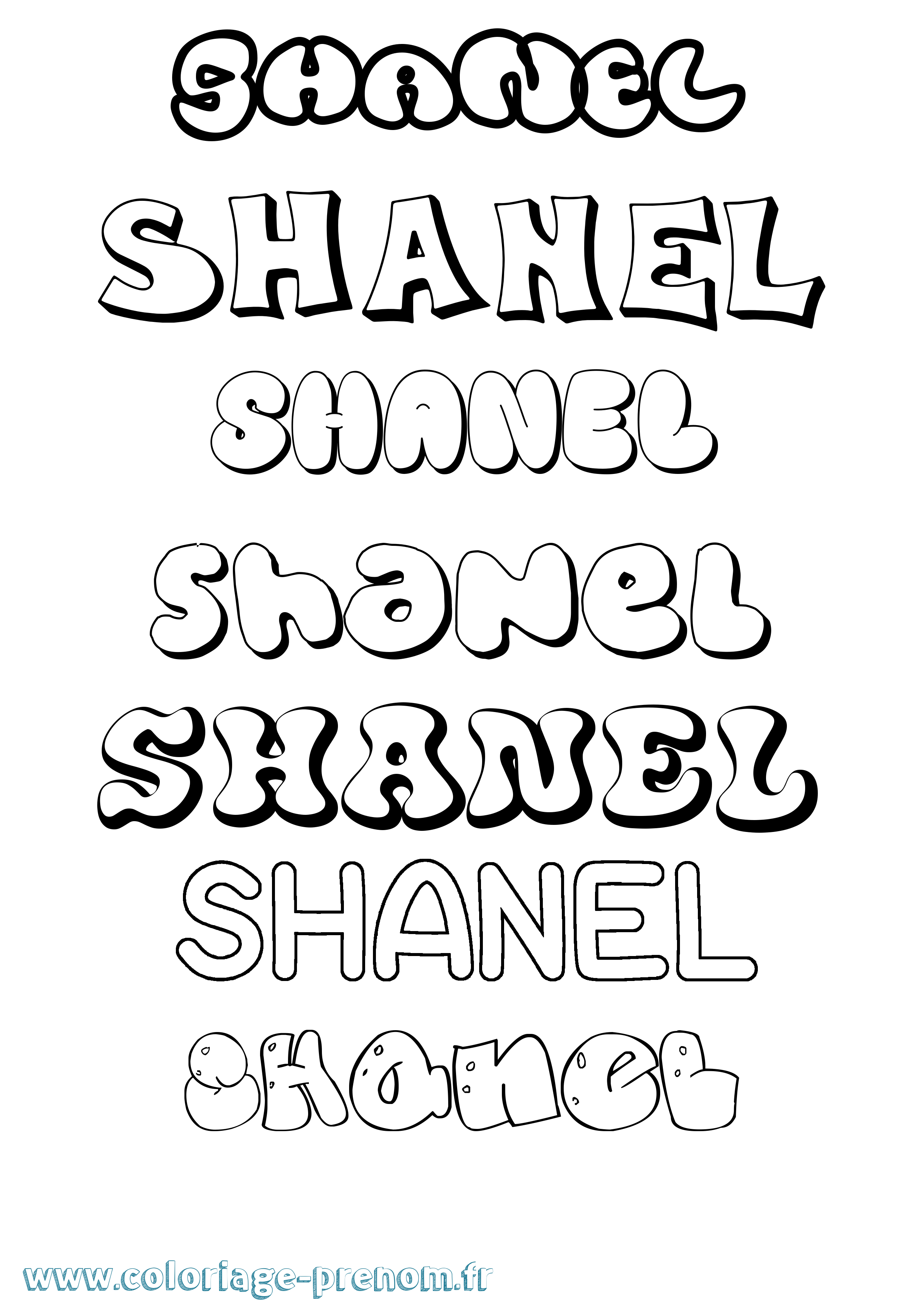 Coloriage Shanel Bubble Coloriage prénom Shanel Bubble