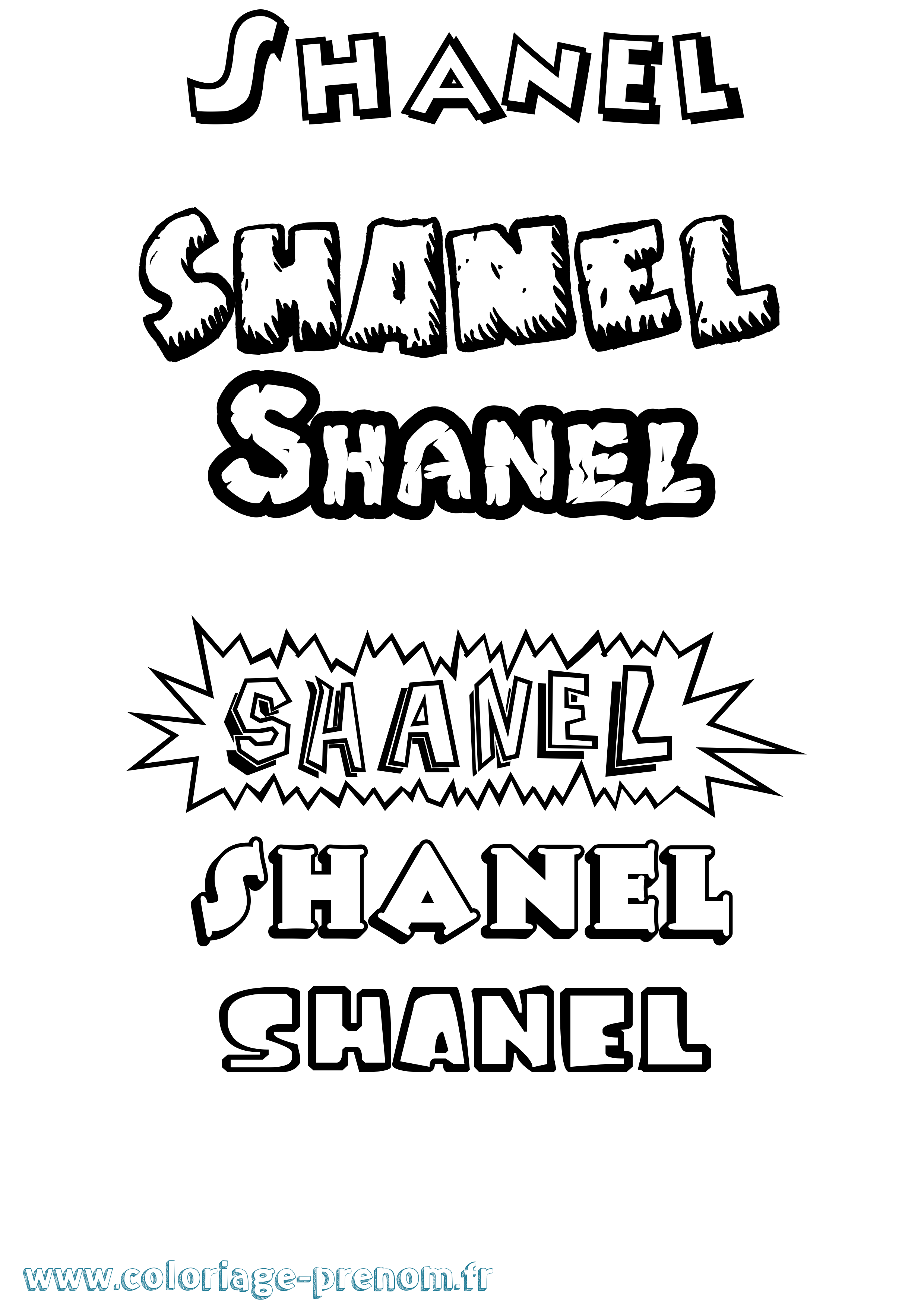 Coloriage Shanel Dessin Animé Coloriage prénom Shanel Dessin Animé