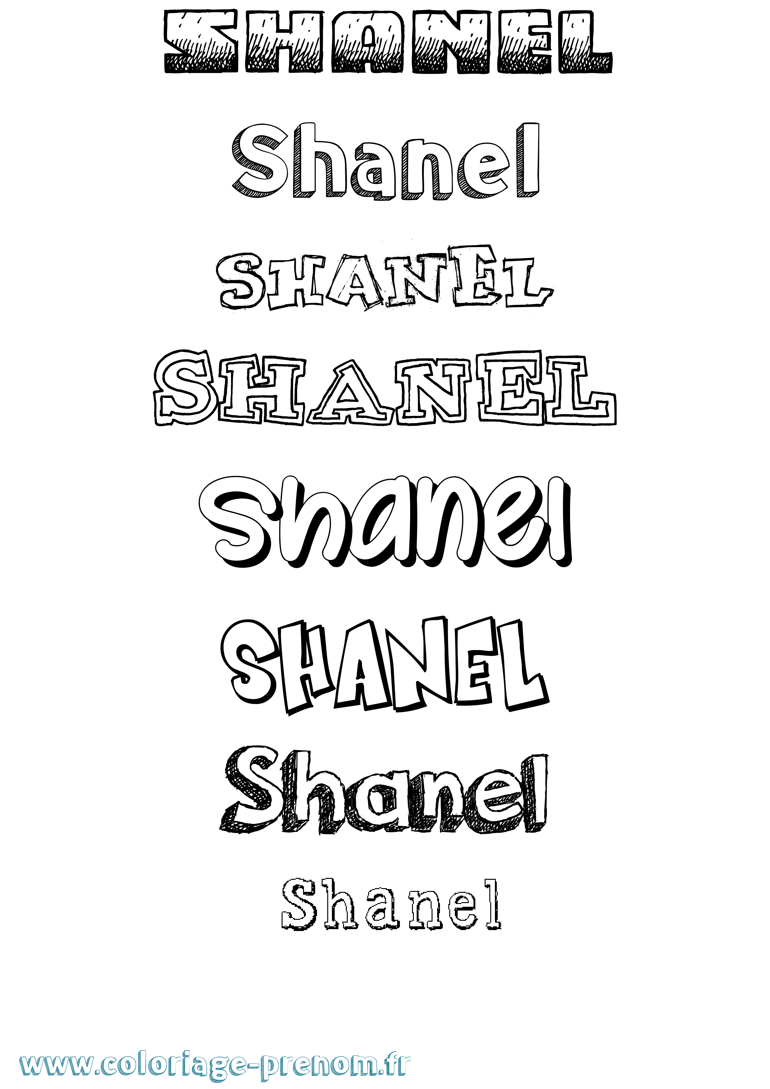 Coloriage Shanel Dessiné Coloriage prénom Shanel Dessiné