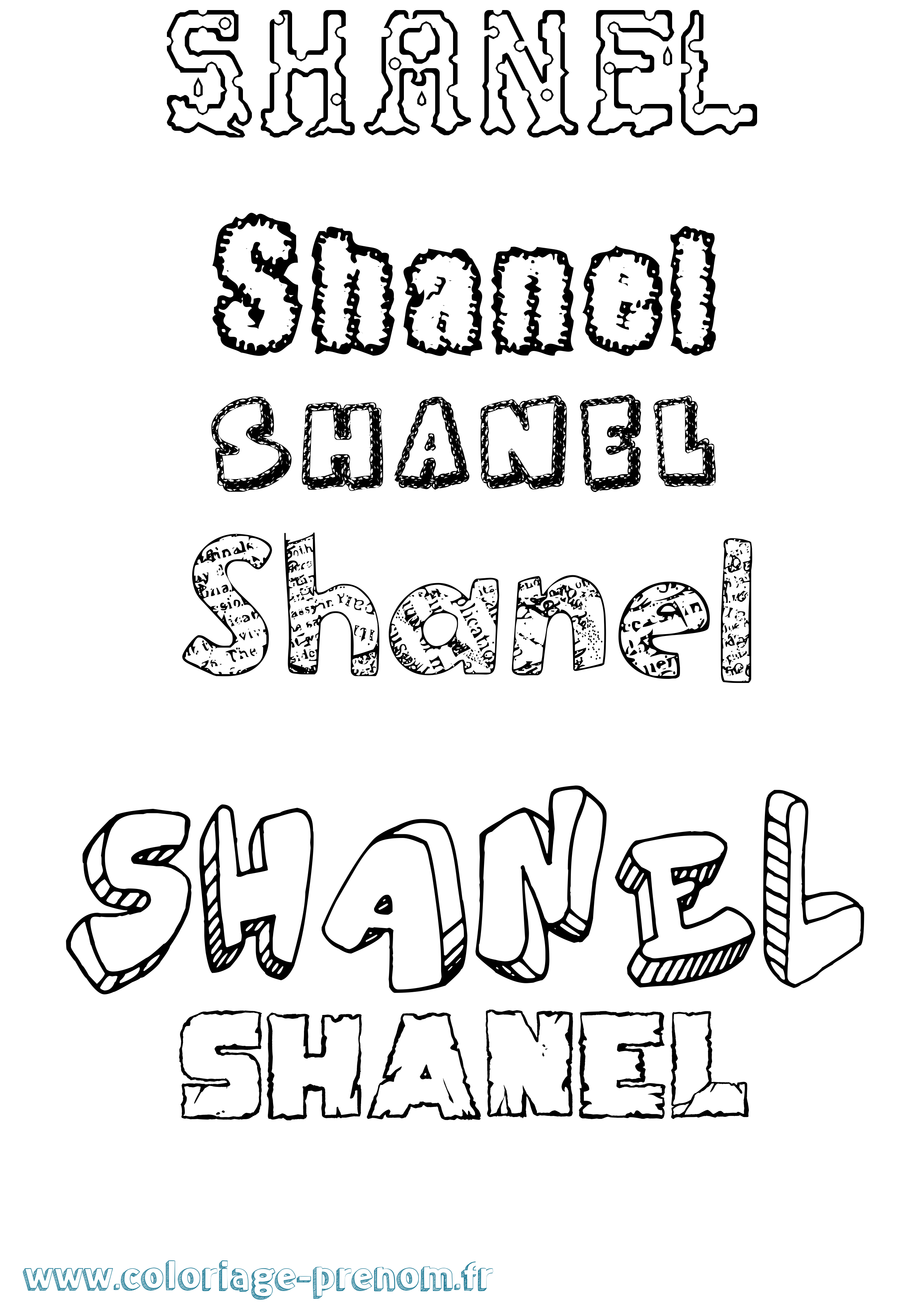Coloriage Shanel Destructuré Coloriage prénom Shanel Destructuré