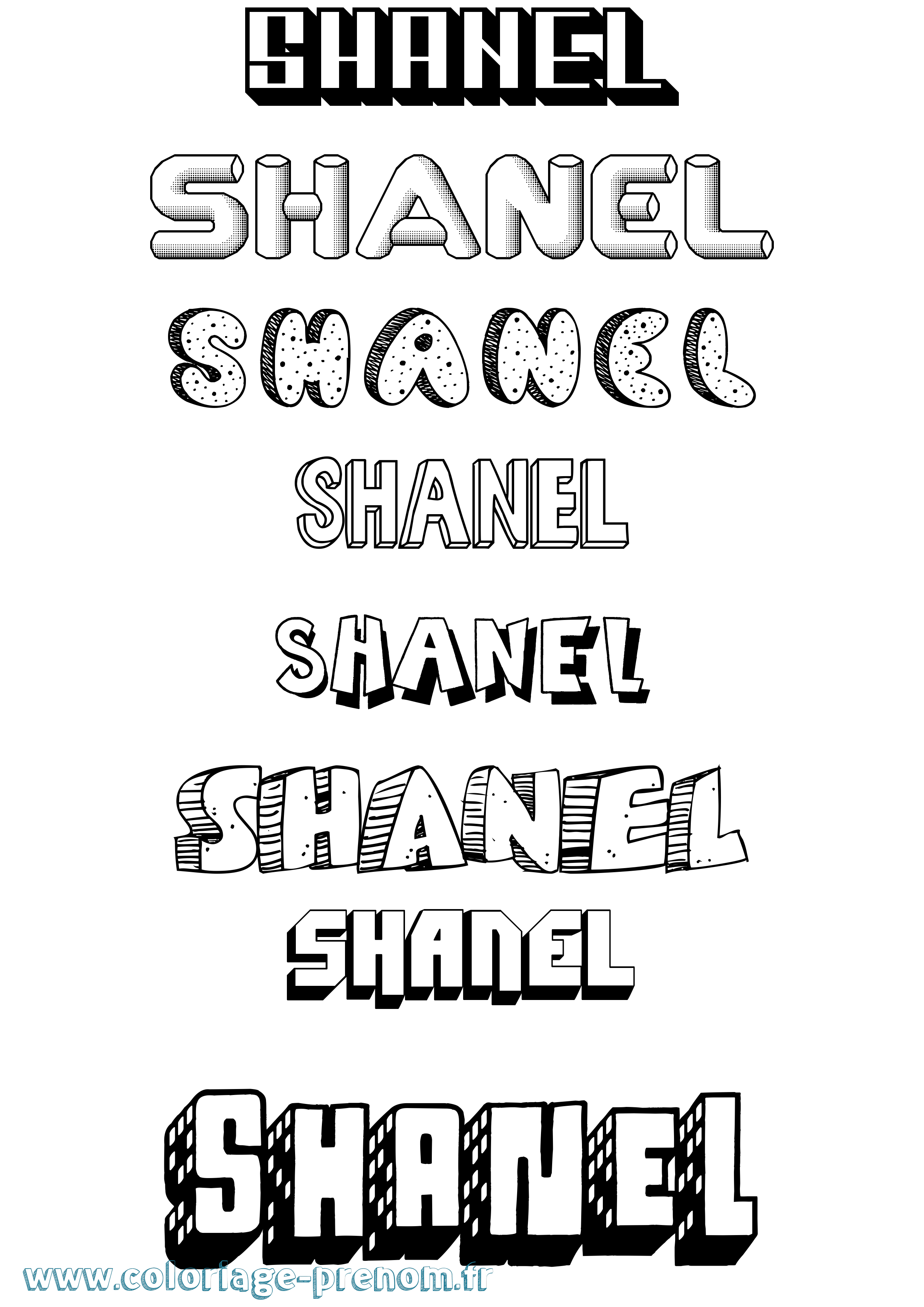 Coloriage Shanel Effet 3D Coloriage prénom Shanel Effet 3D