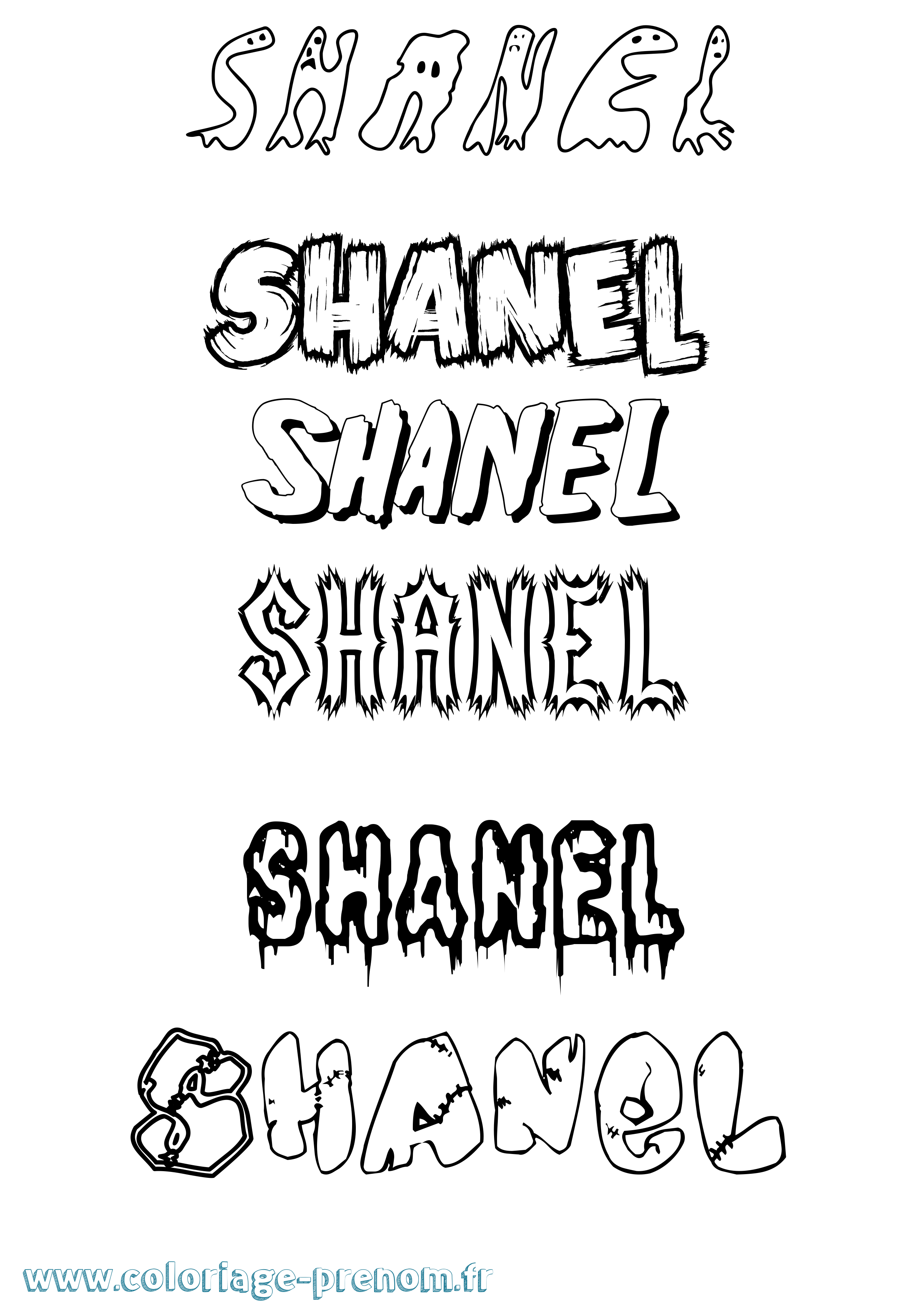 Coloriage Shanel Frisson Coloriage prénom Shanel Frisson