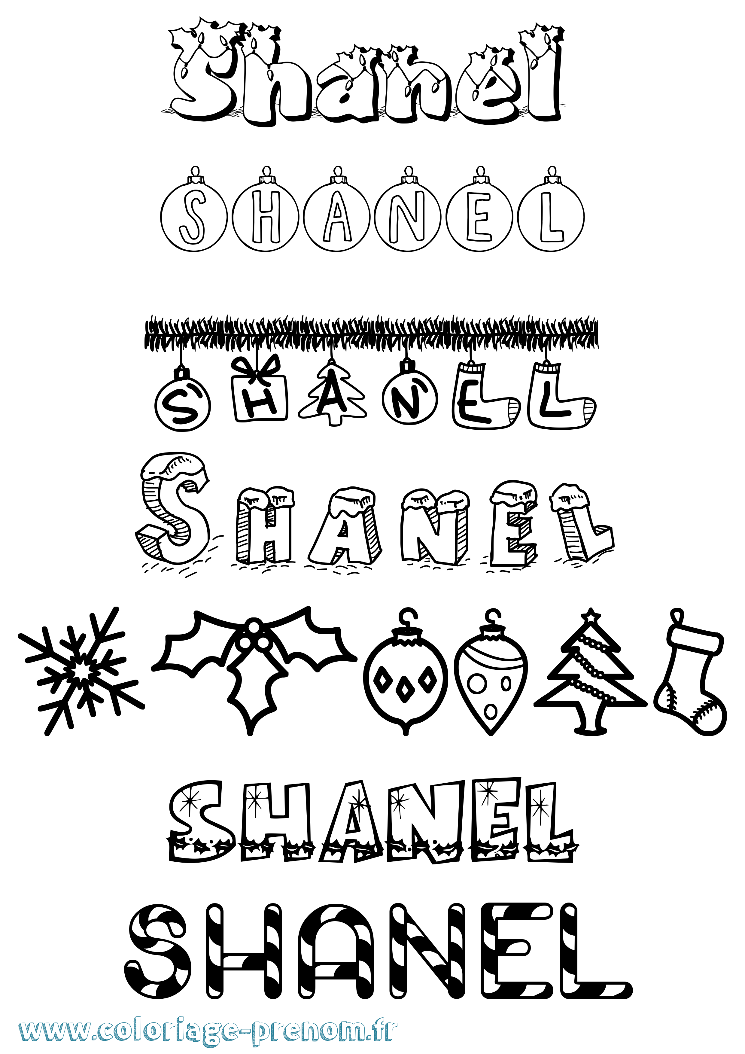 Coloriage Shanel Noël Coloriage prénom Shanel Noël