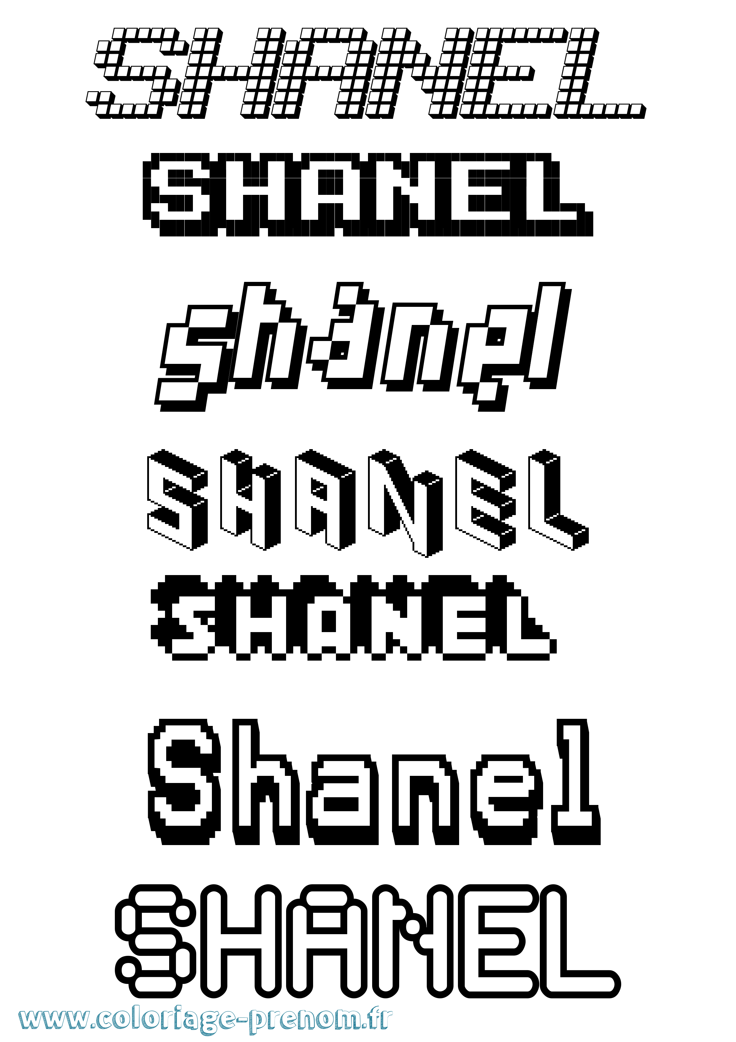 Coloriage Shanel Pixel Coloriage prénom Shanel Pixel