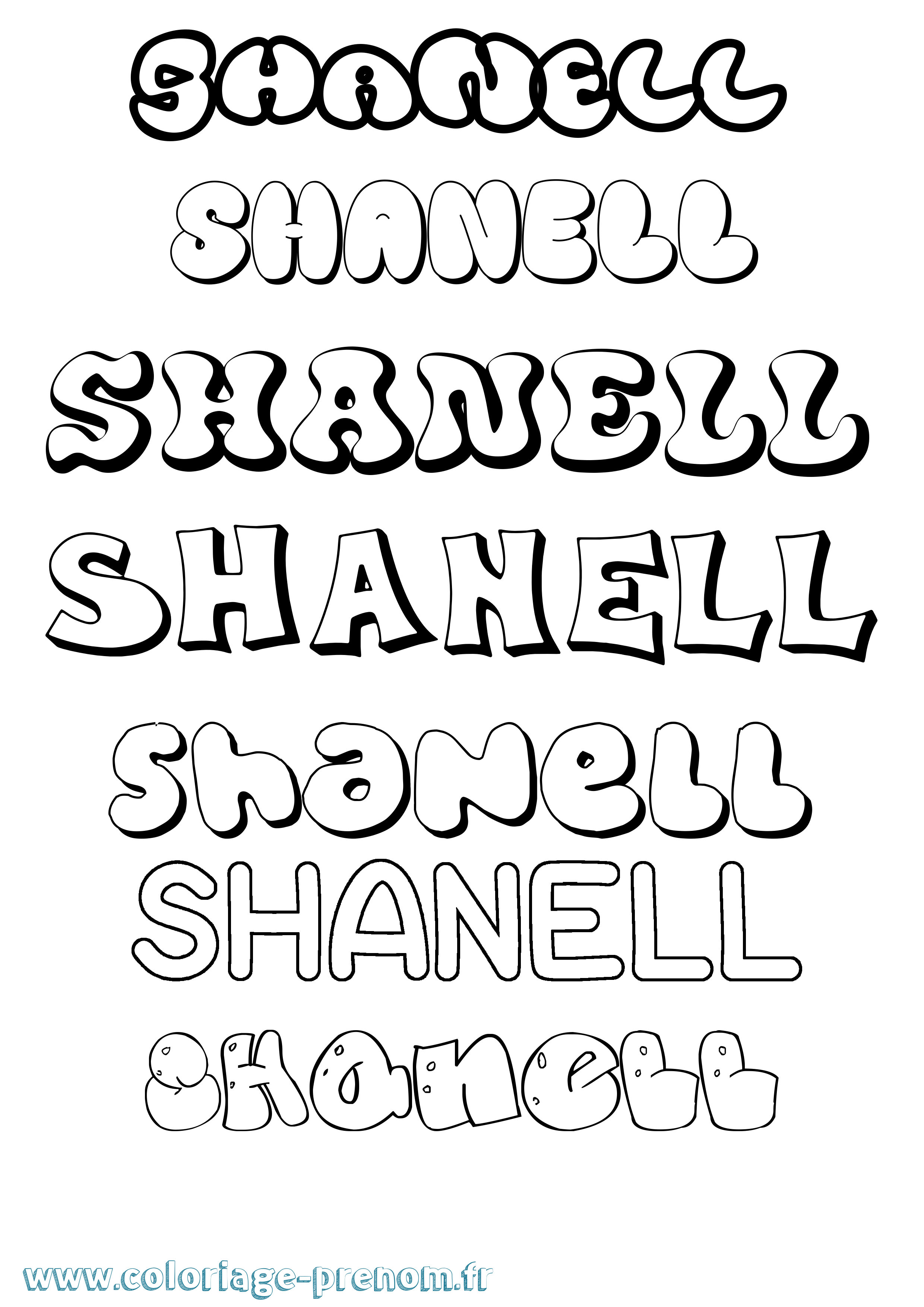 Coloriage Shanell Bubble Coloriage prénom Shanell Bubble