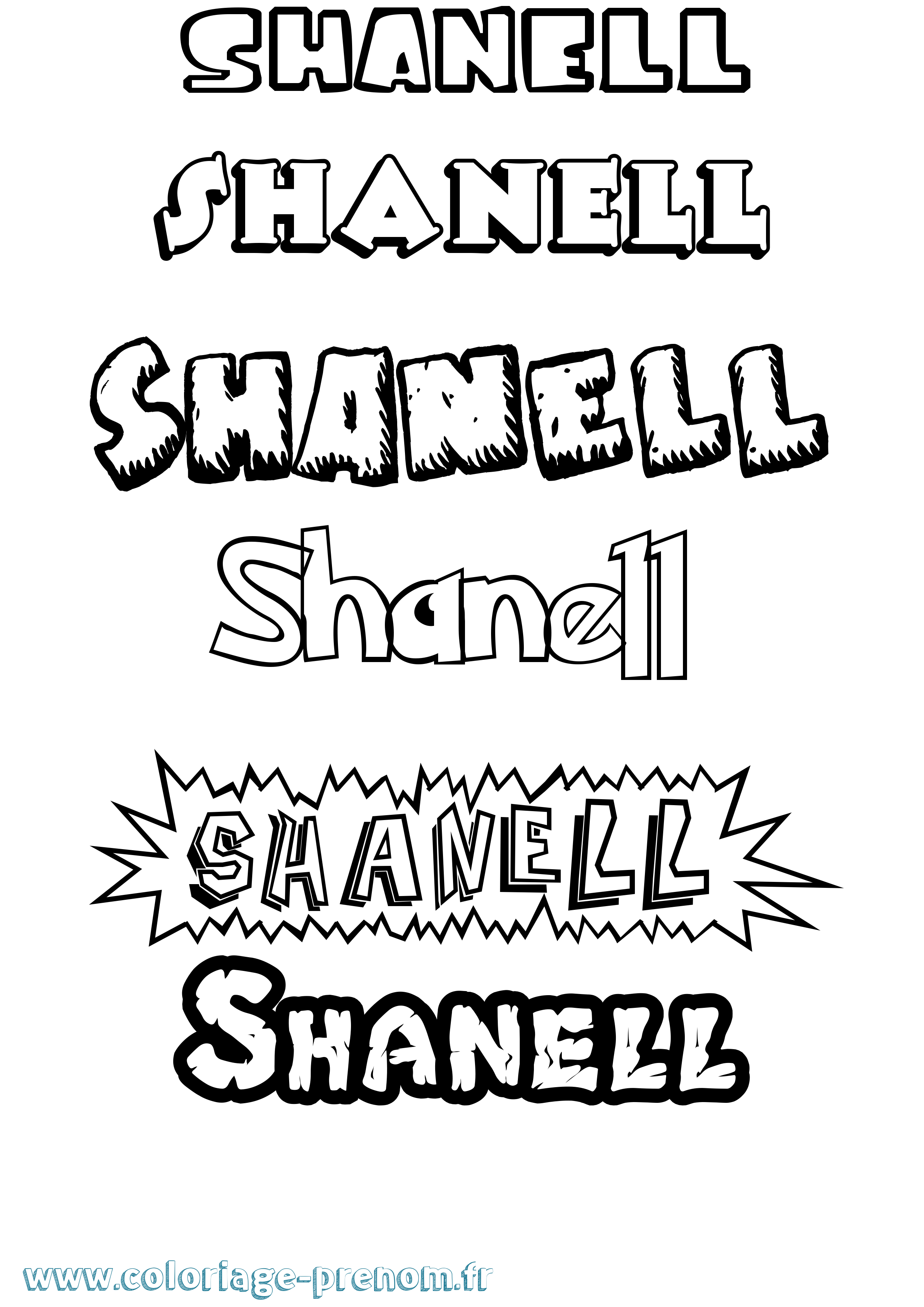 Coloriage Shanell Dessin Animé Coloriage prénom Shanell Dessin Animé