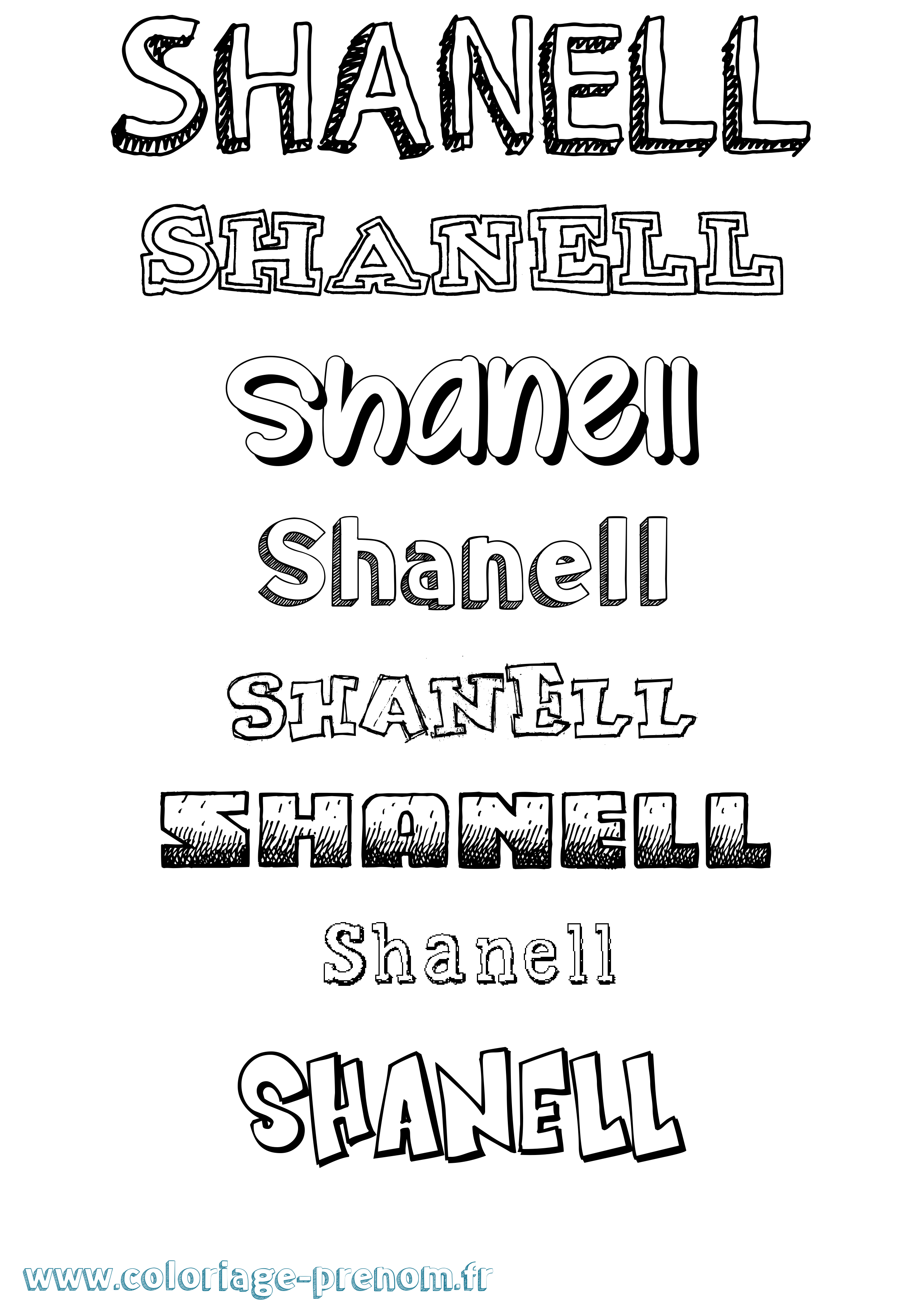 Coloriage Shanell Dessiné Coloriage prénom Shanell Dessiné
