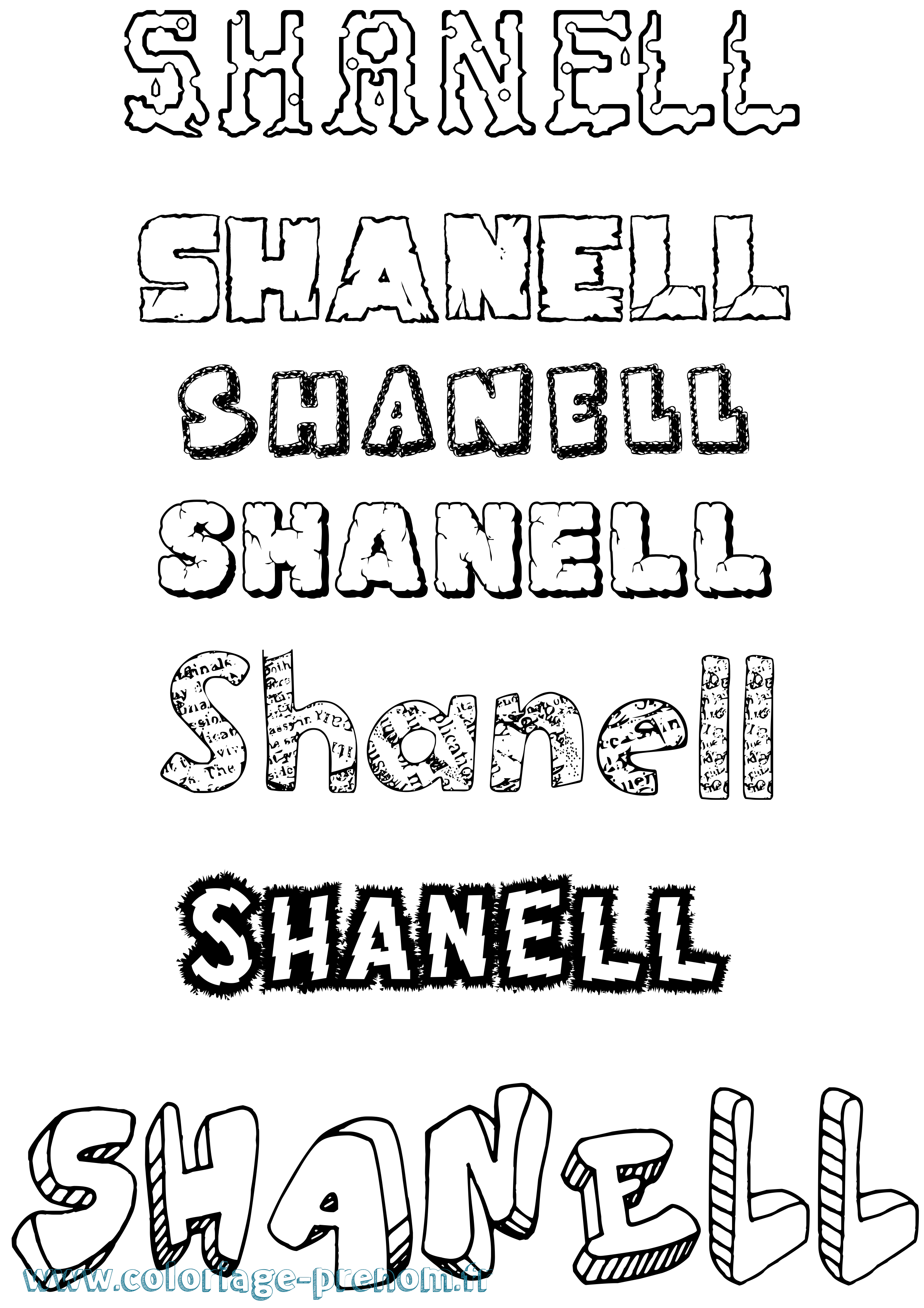Coloriage Shanell Destructuré Coloriage prénom Shanell Destructuré