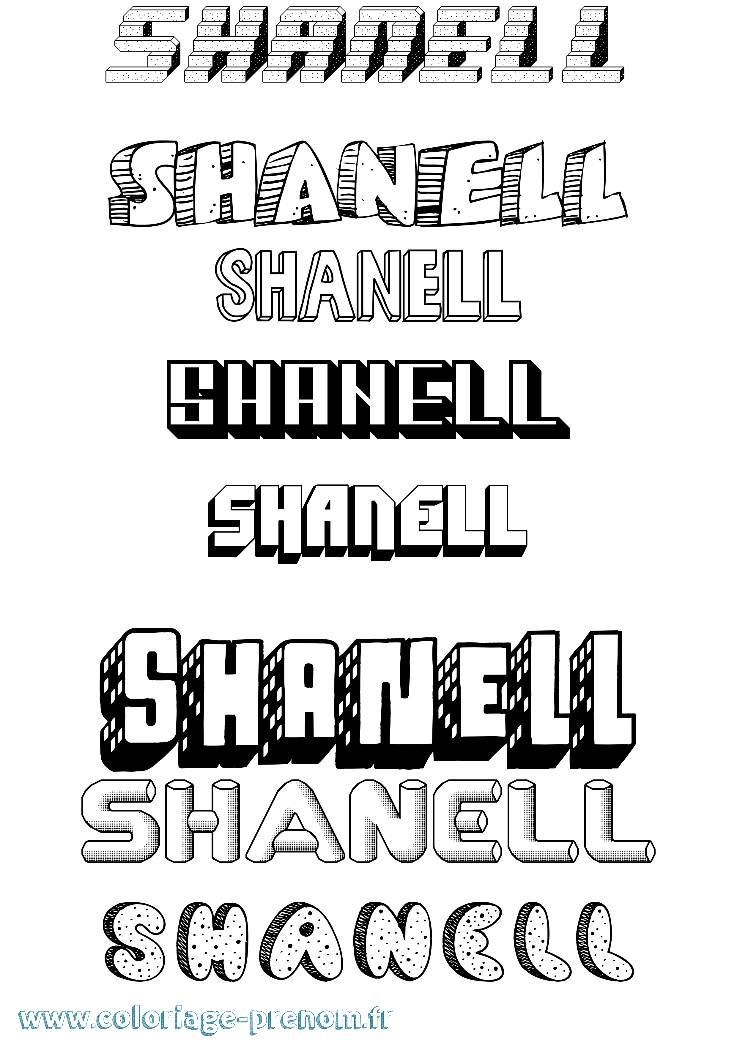 Coloriage Shanell Effet 3D Coloriage prénom Shanell Effet 3D