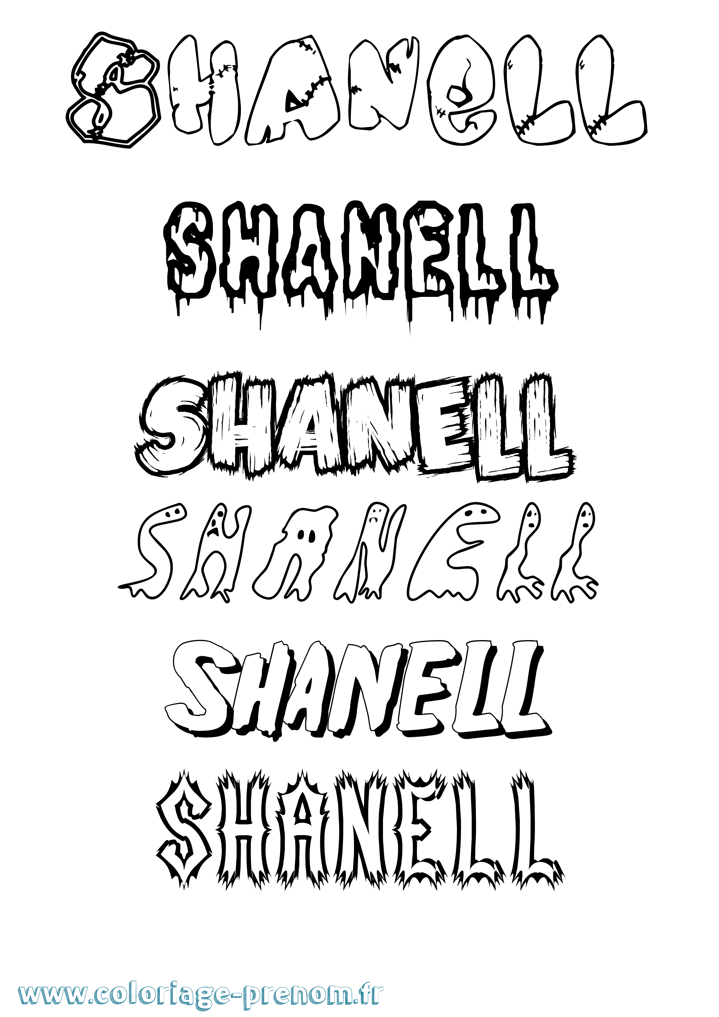 Coloriage Shanell Frisson Coloriage prénom Shanell Frisson