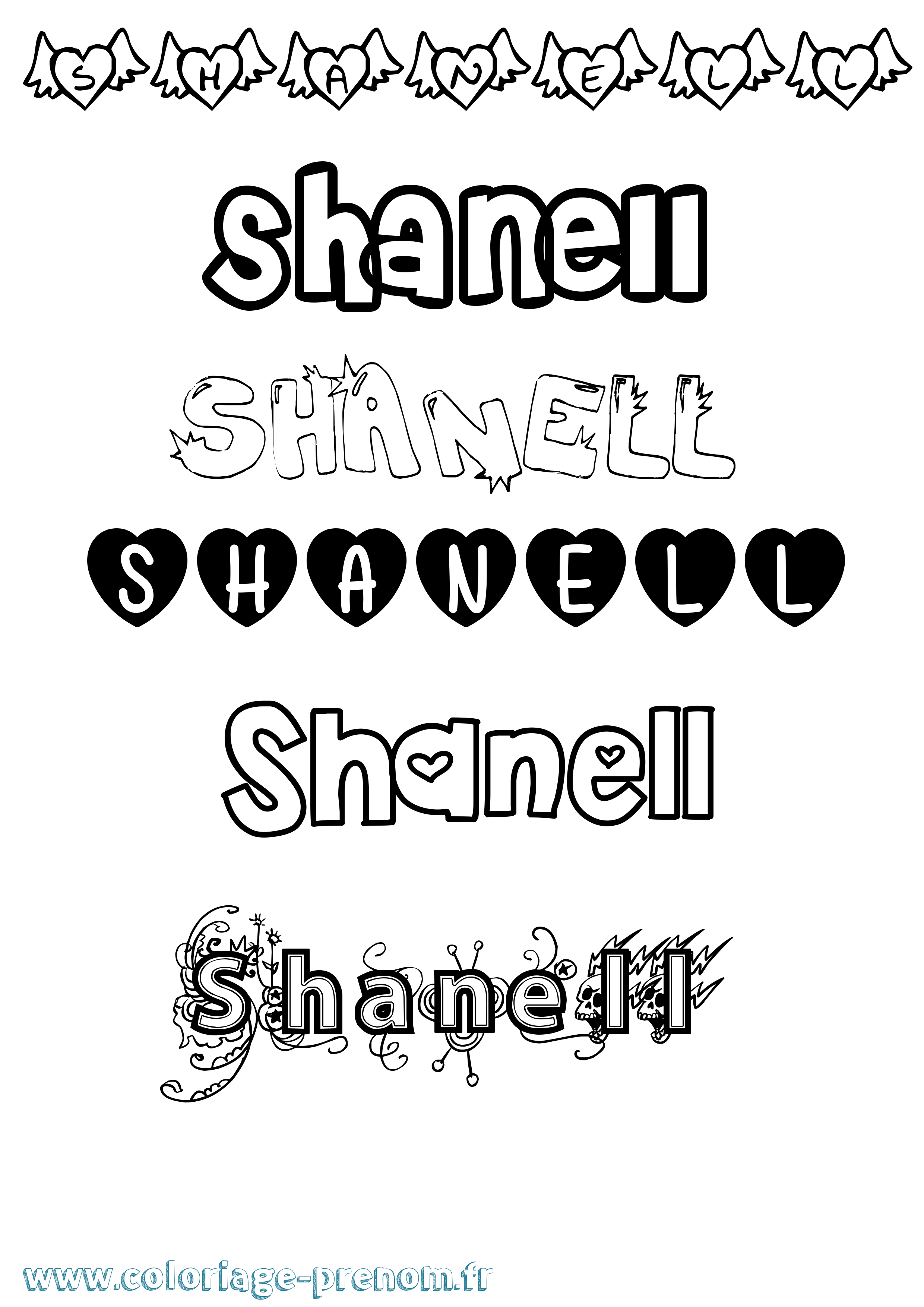 Coloriage Shanell Girly Coloriage prénom Shanell Girly