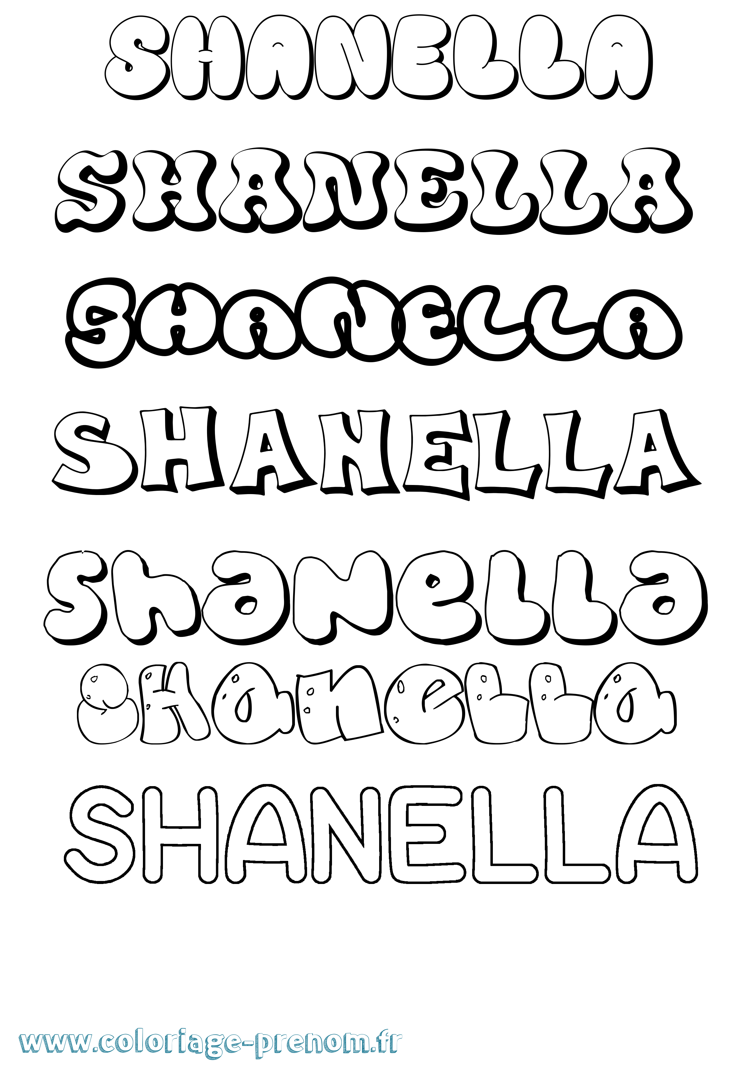 Coloriage Shanella Bubble Coloriage prénom Shanella Bubble