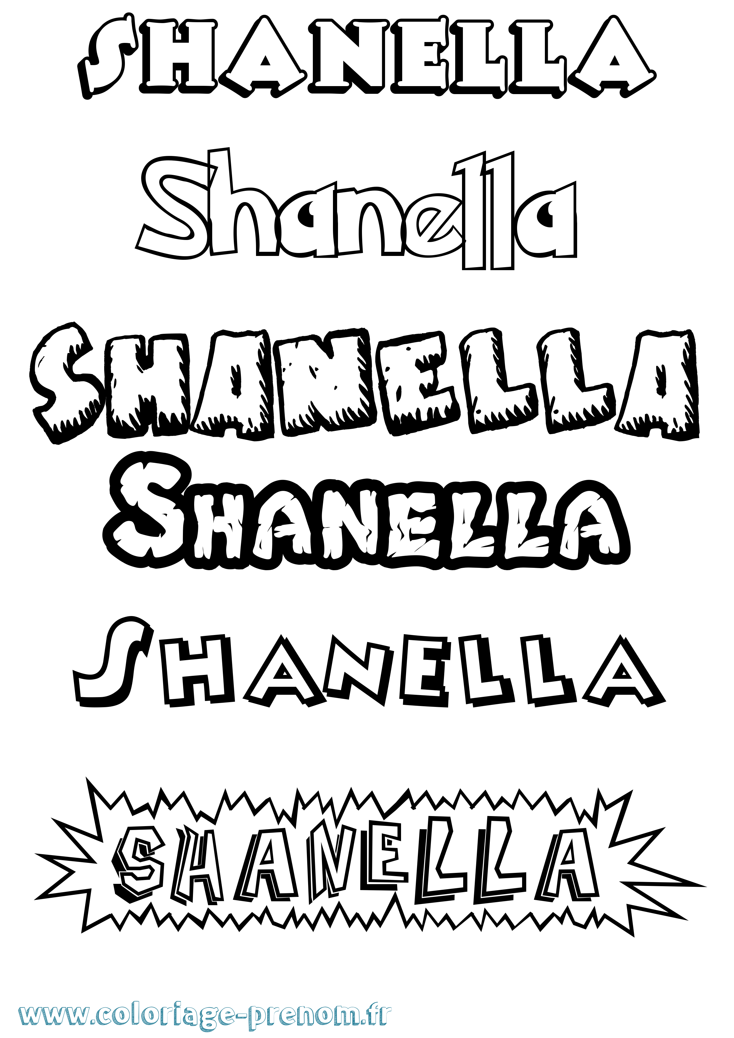 Coloriage Shanella Dessin Animé Coloriage prénom Shanella Dessin Animé