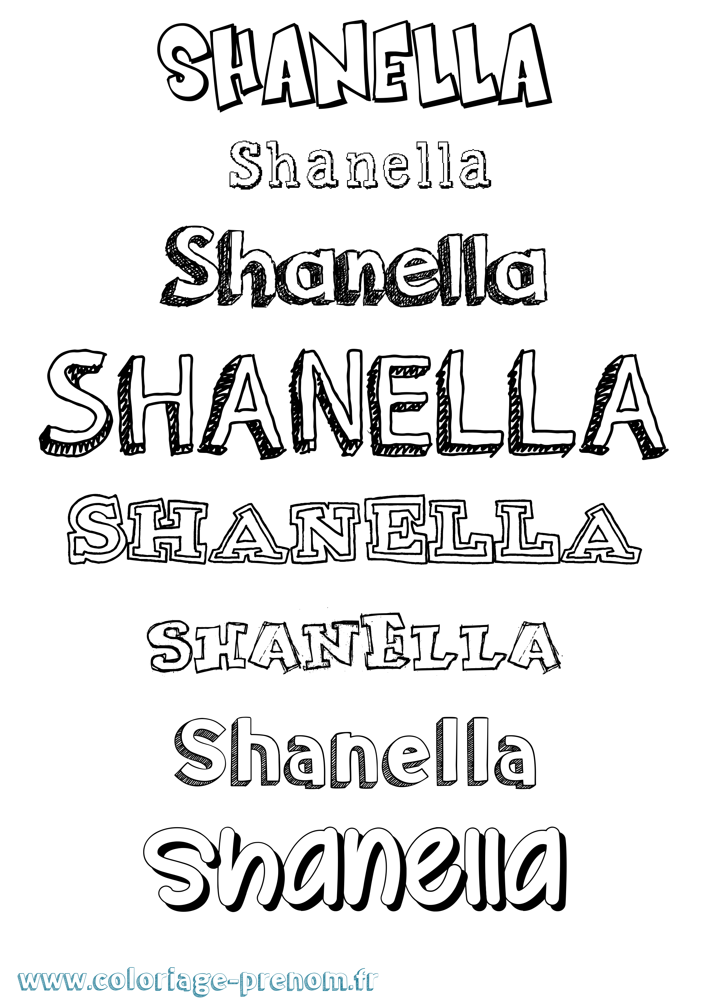 Coloriage Shanella Dessiné Coloriage prénom Shanella Dessiné