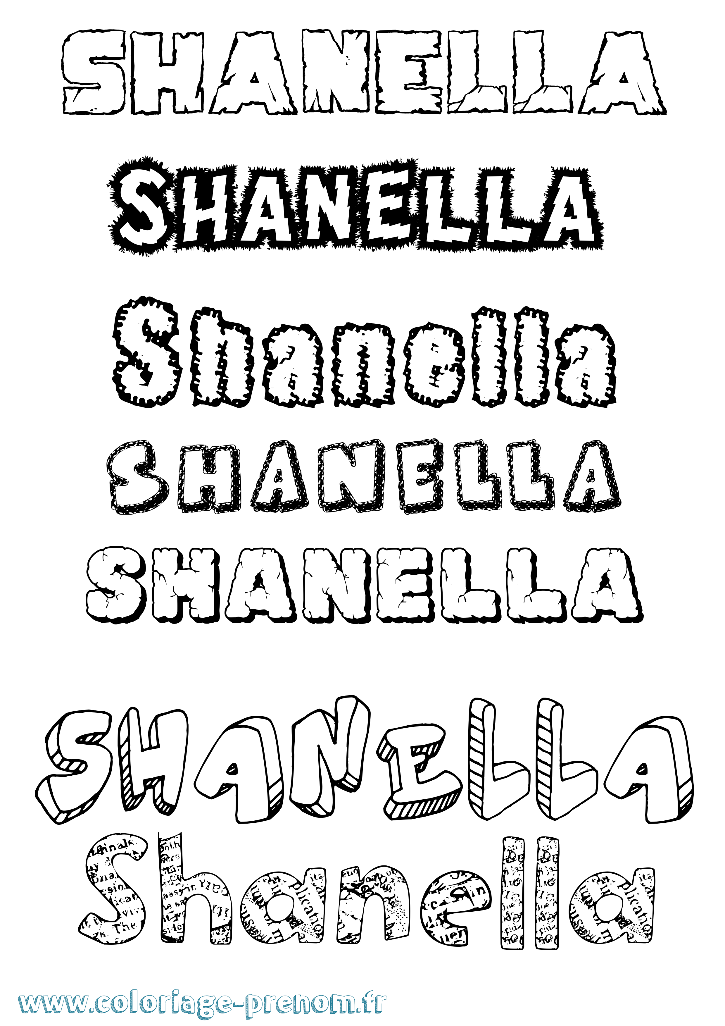 Coloriage Shanella Destructuré Coloriage prénom Shanella Destructuré