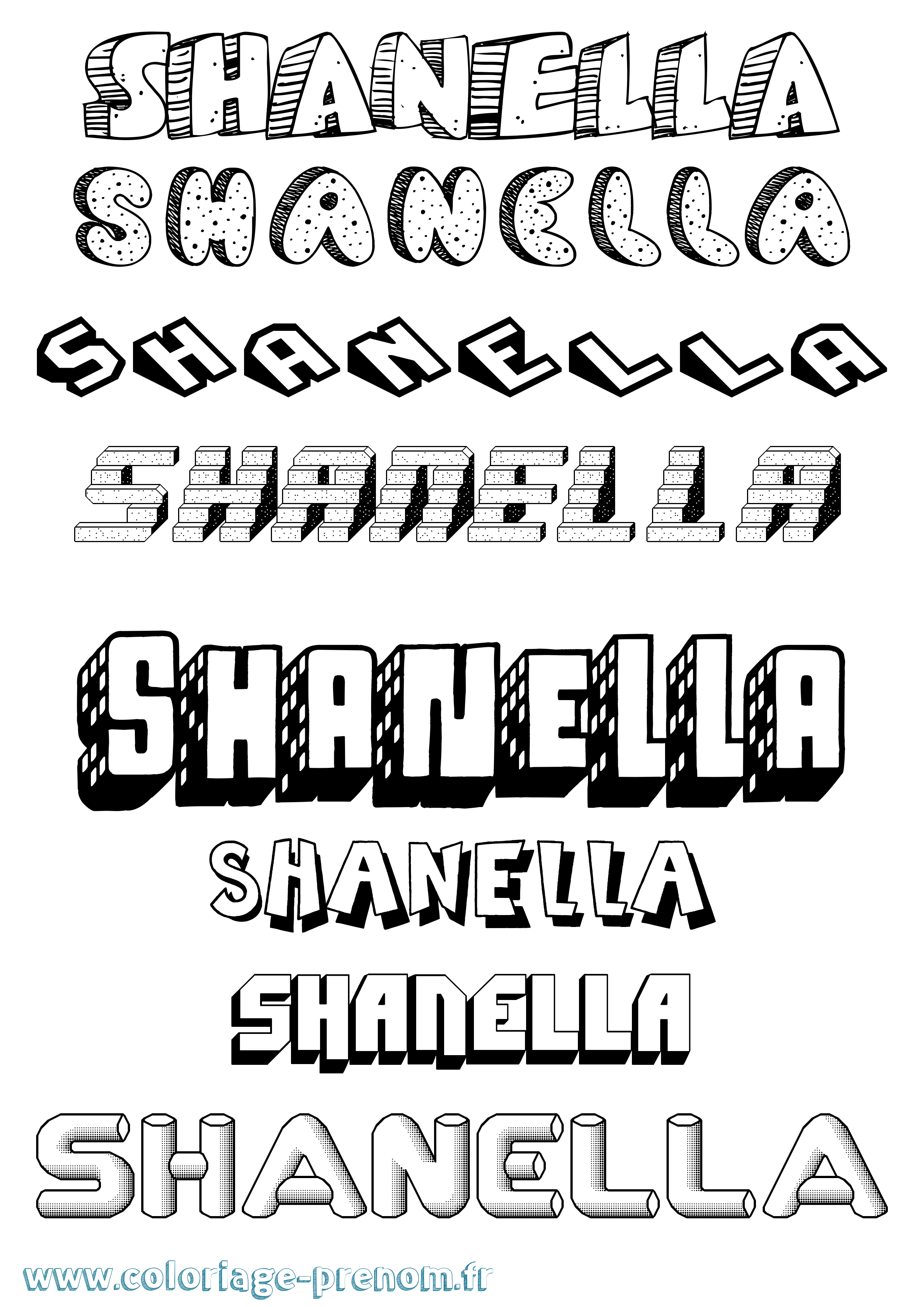 Coloriage Shanella Effet 3D Coloriage prénom Shanella Effet 3D