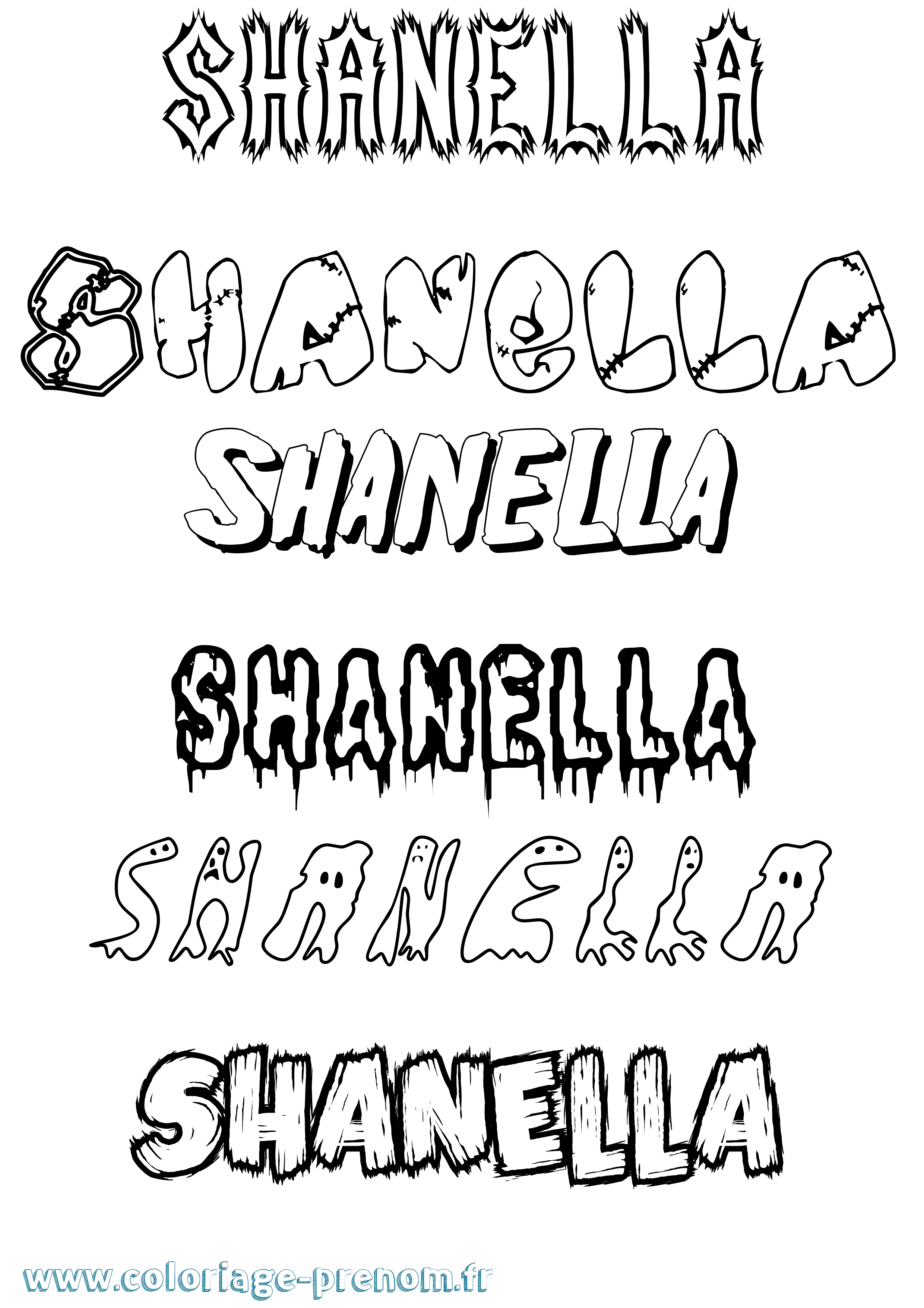 Coloriage Shanella Frisson Coloriage prénom Shanella Frisson