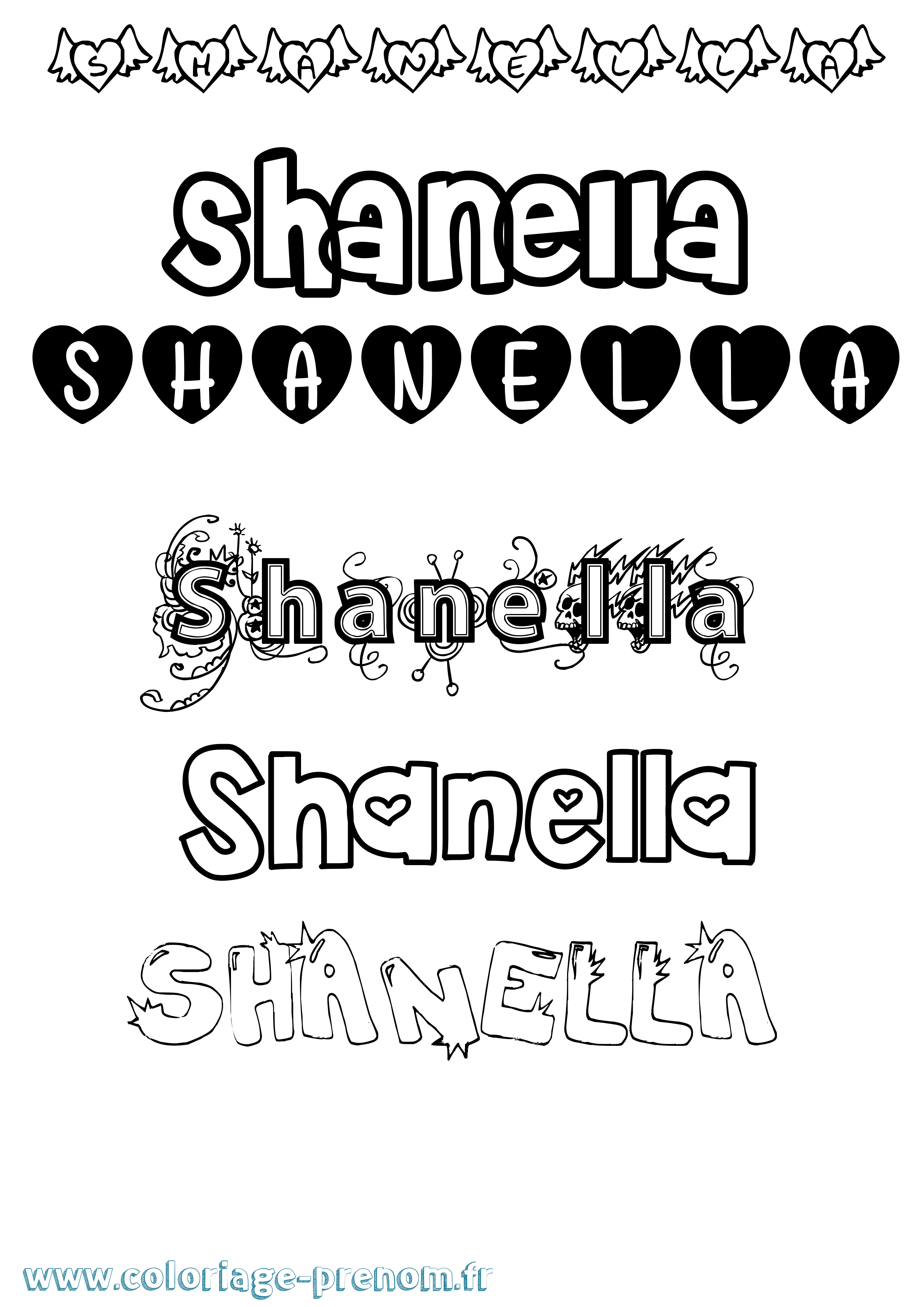 Coloriage Shanella Girly Coloriage prénom Shanella Girly