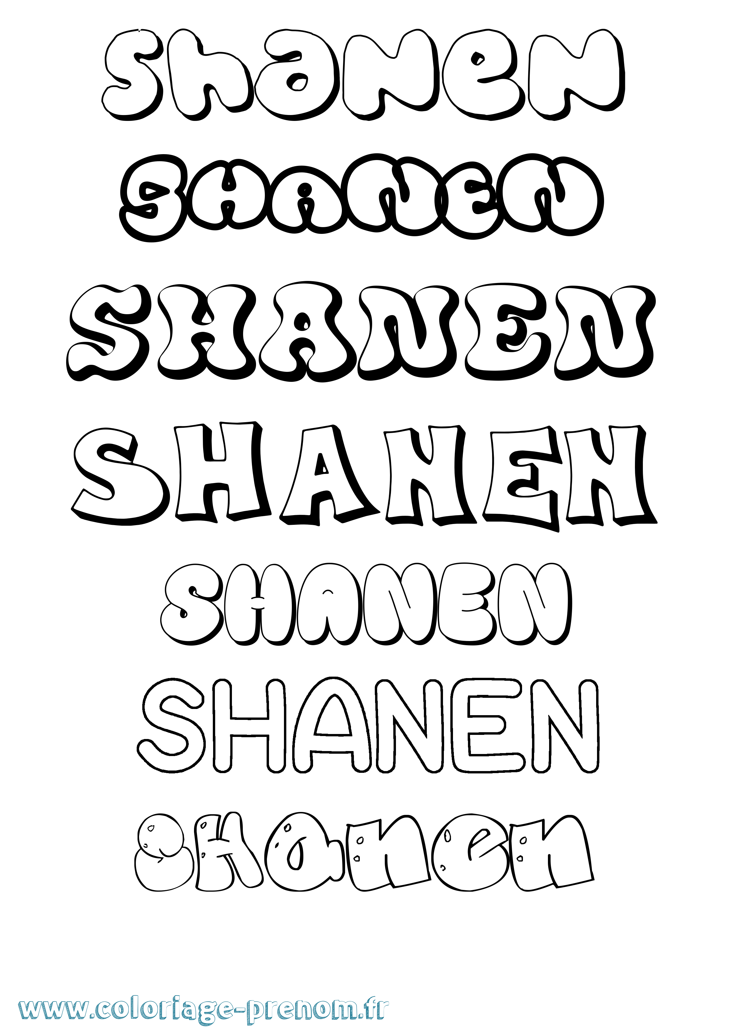 Coloriage Shanen Bubble Coloriage prénom Shanen Bubble