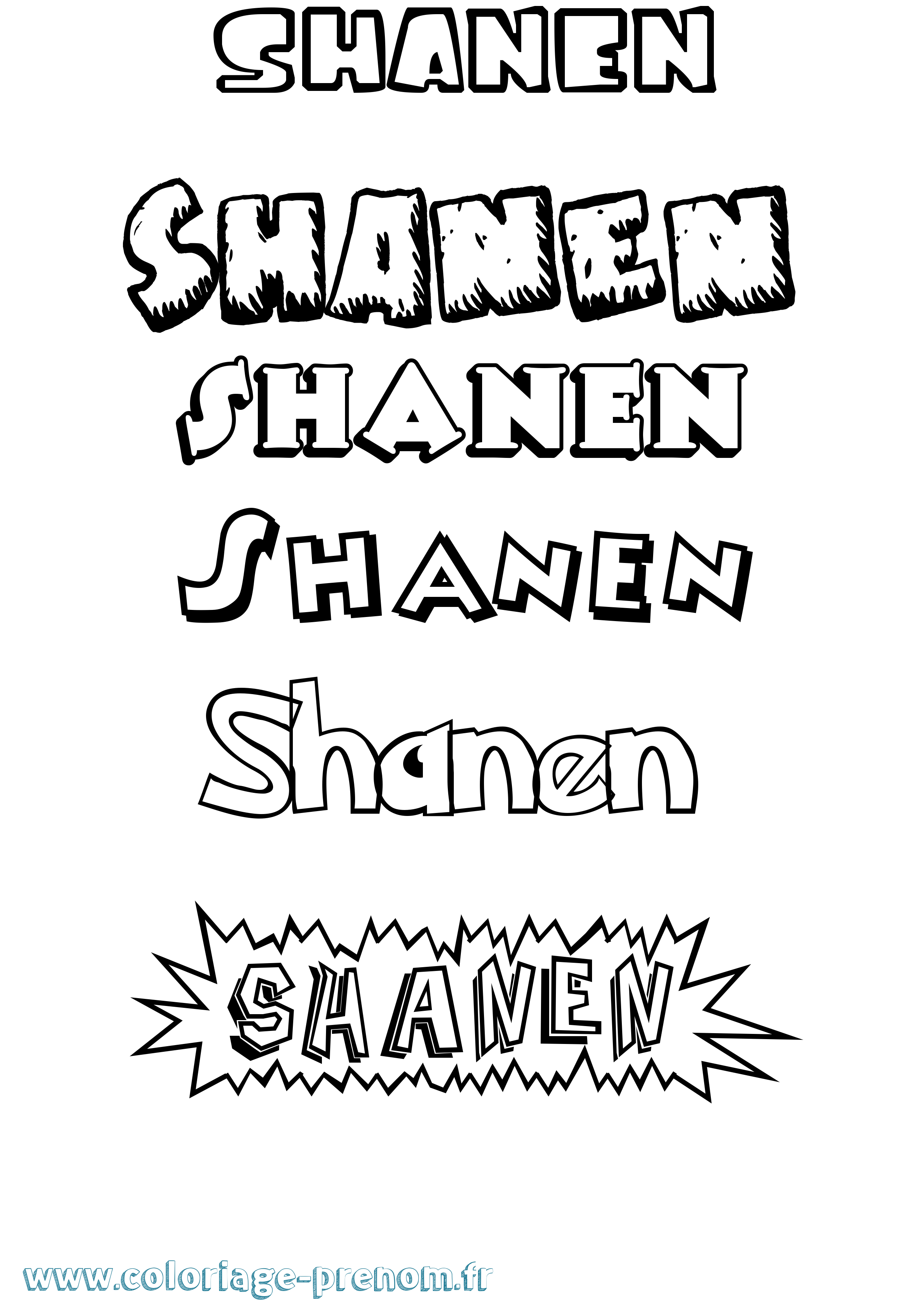 Coloriage Shanen Dessin Animé Coloriage prénom Shanen Dessin Animé