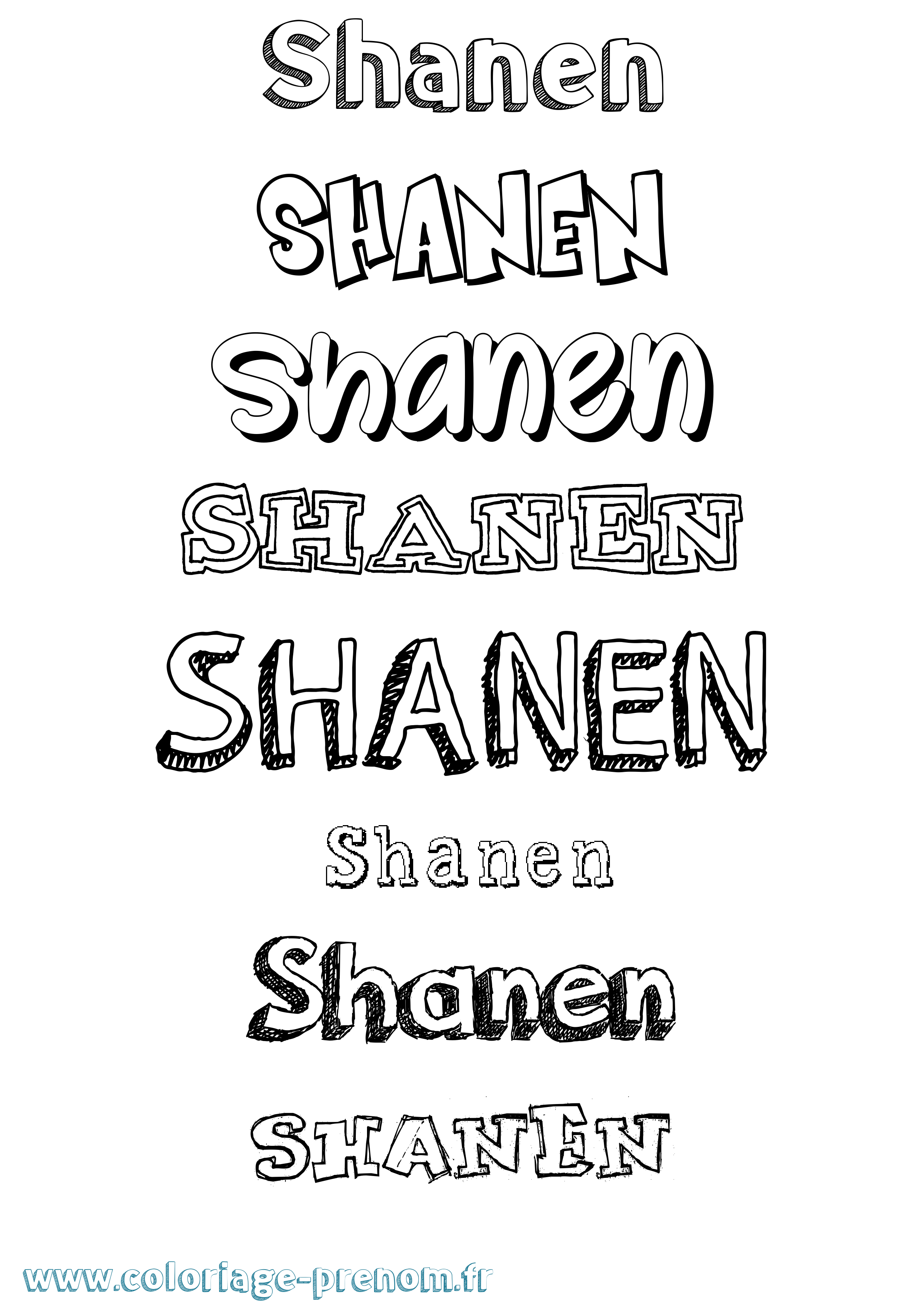 Coloriage Shanen Dessiné Coloriage prénom Shanen Dessiné