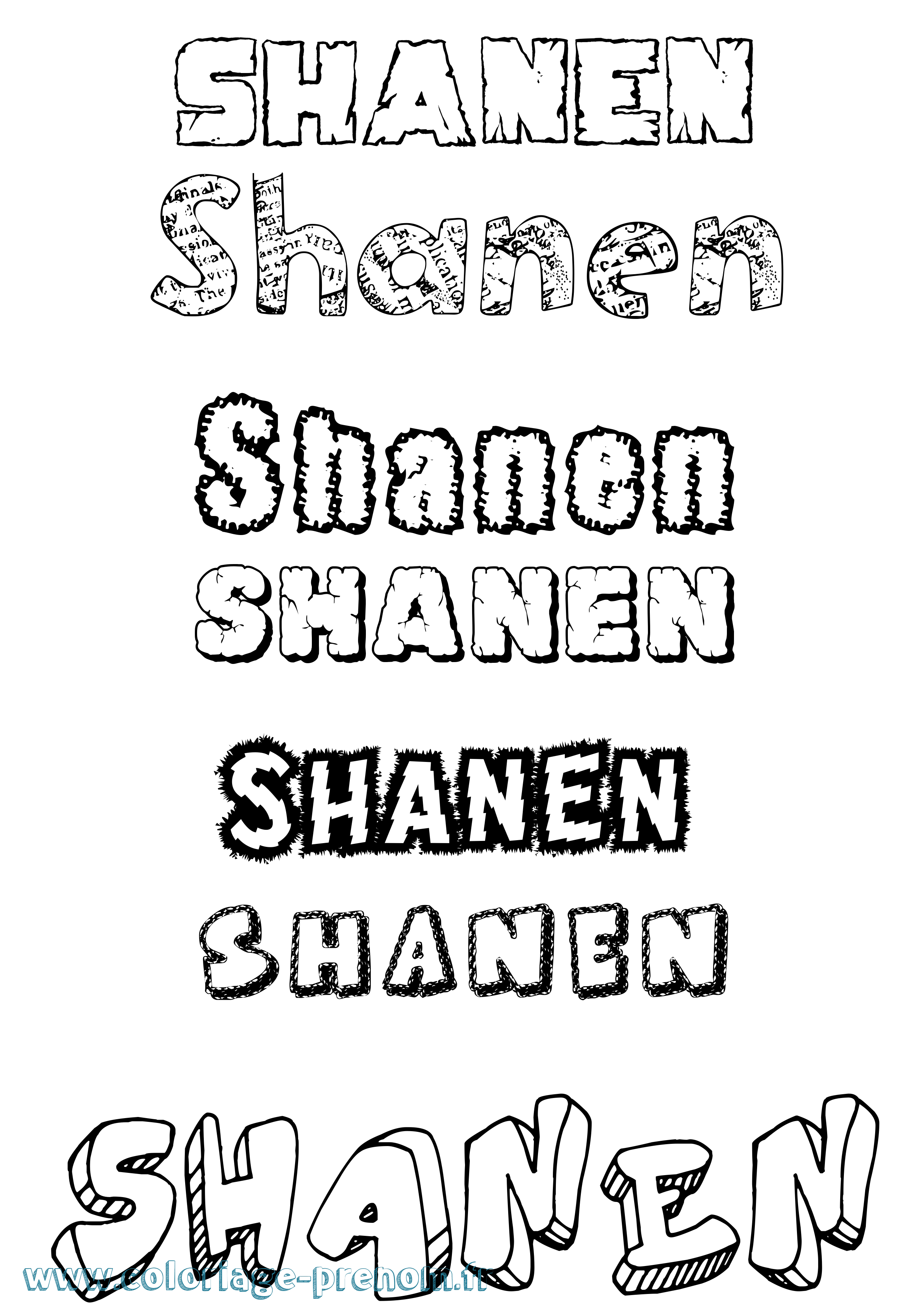 Coloriage Shanen Destructuré Coloriage prénom Shanen Destructuré