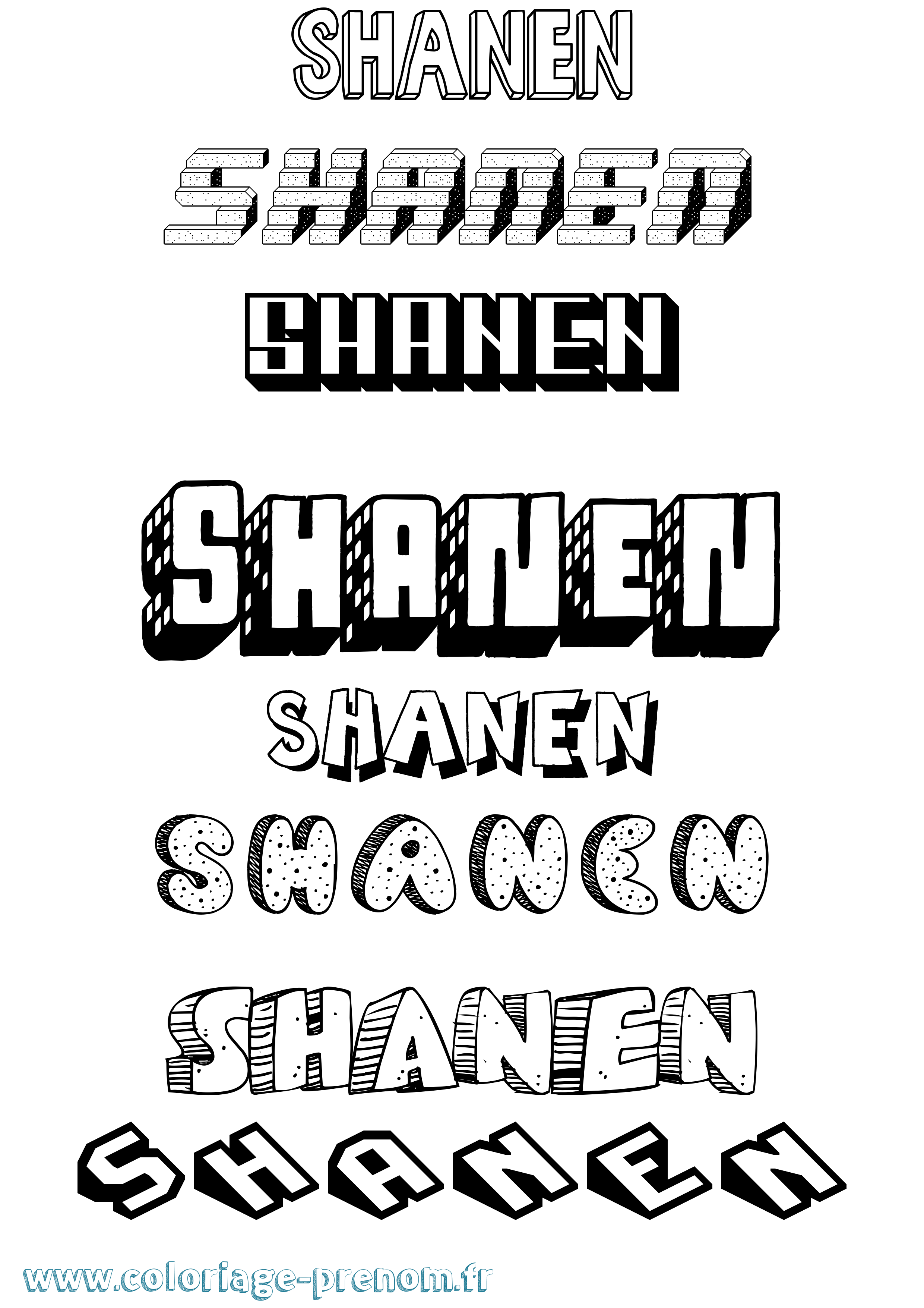 Coloriage Shanen Effet 3D Coloriage prénom Shanen Effet 3D