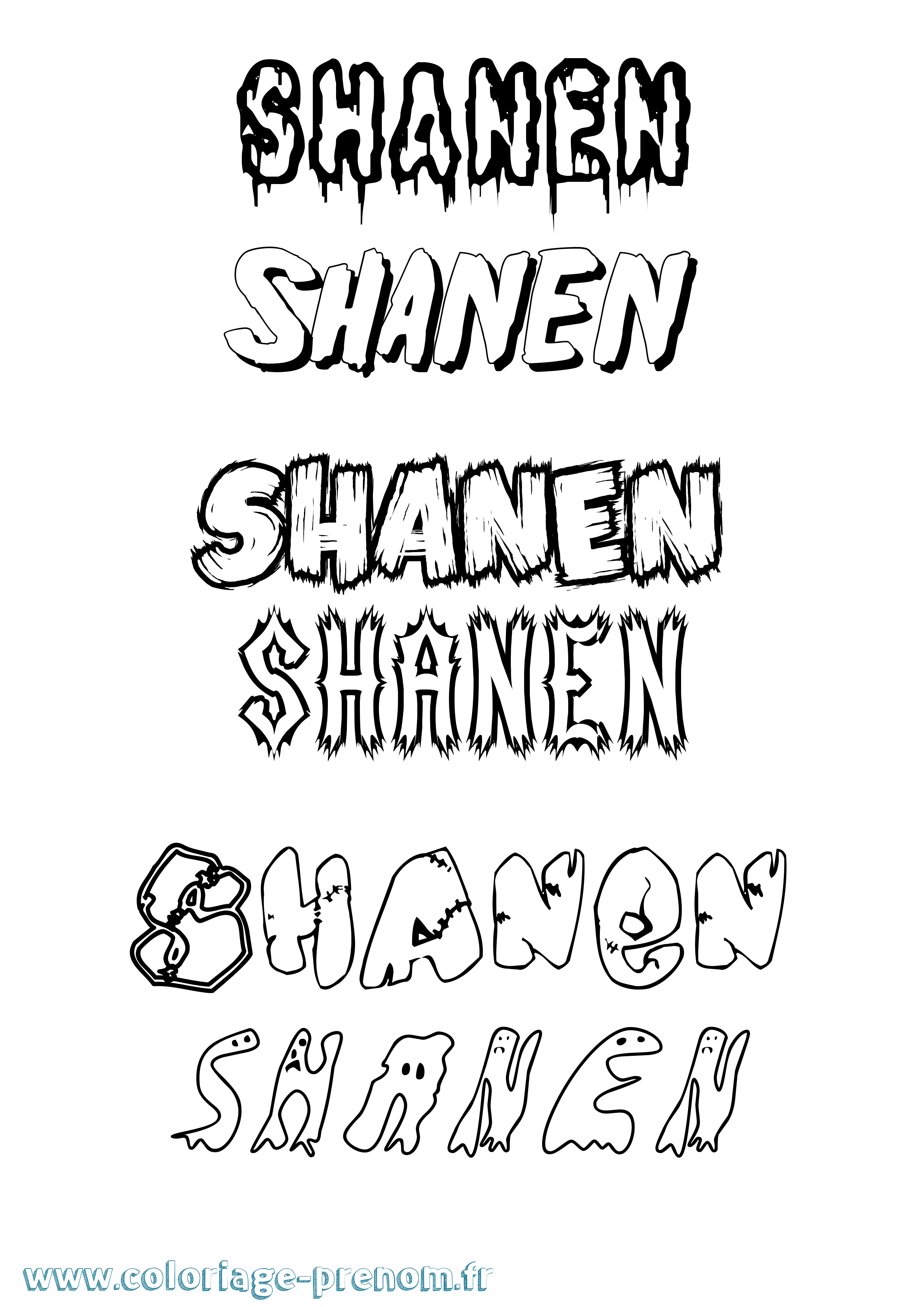 Coloriage Shanen Frisson Coloriage prénom Shanen Frisson