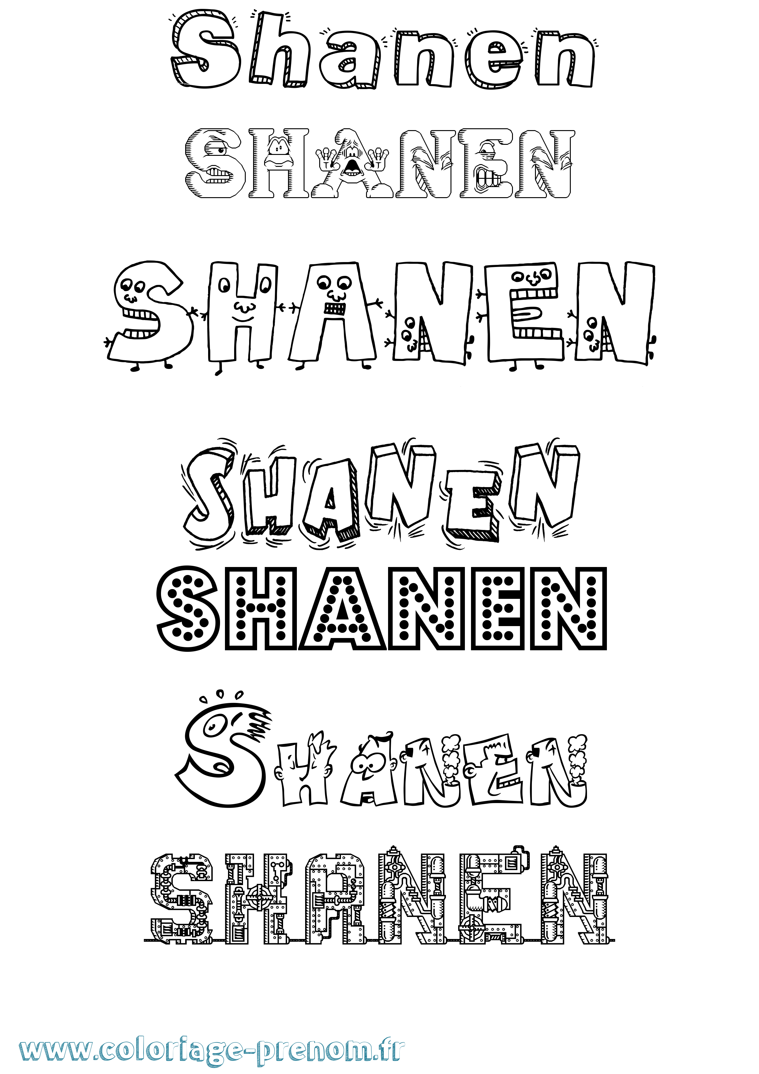 Coloriage Shanen Fun Coloriage prénom Shanen Fun