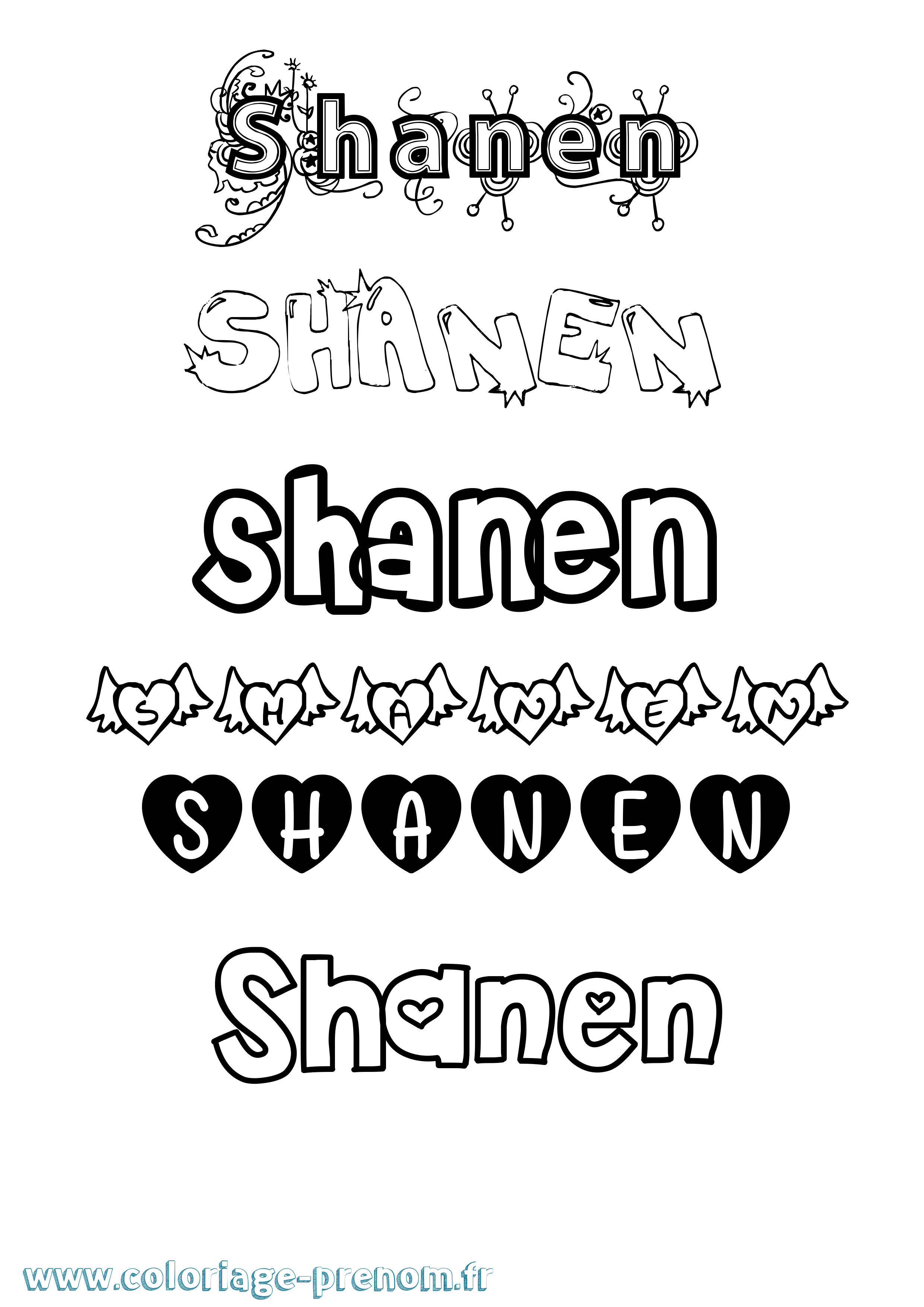 Coloriage Shanen Girly Coloriage prénom Shanen Girly