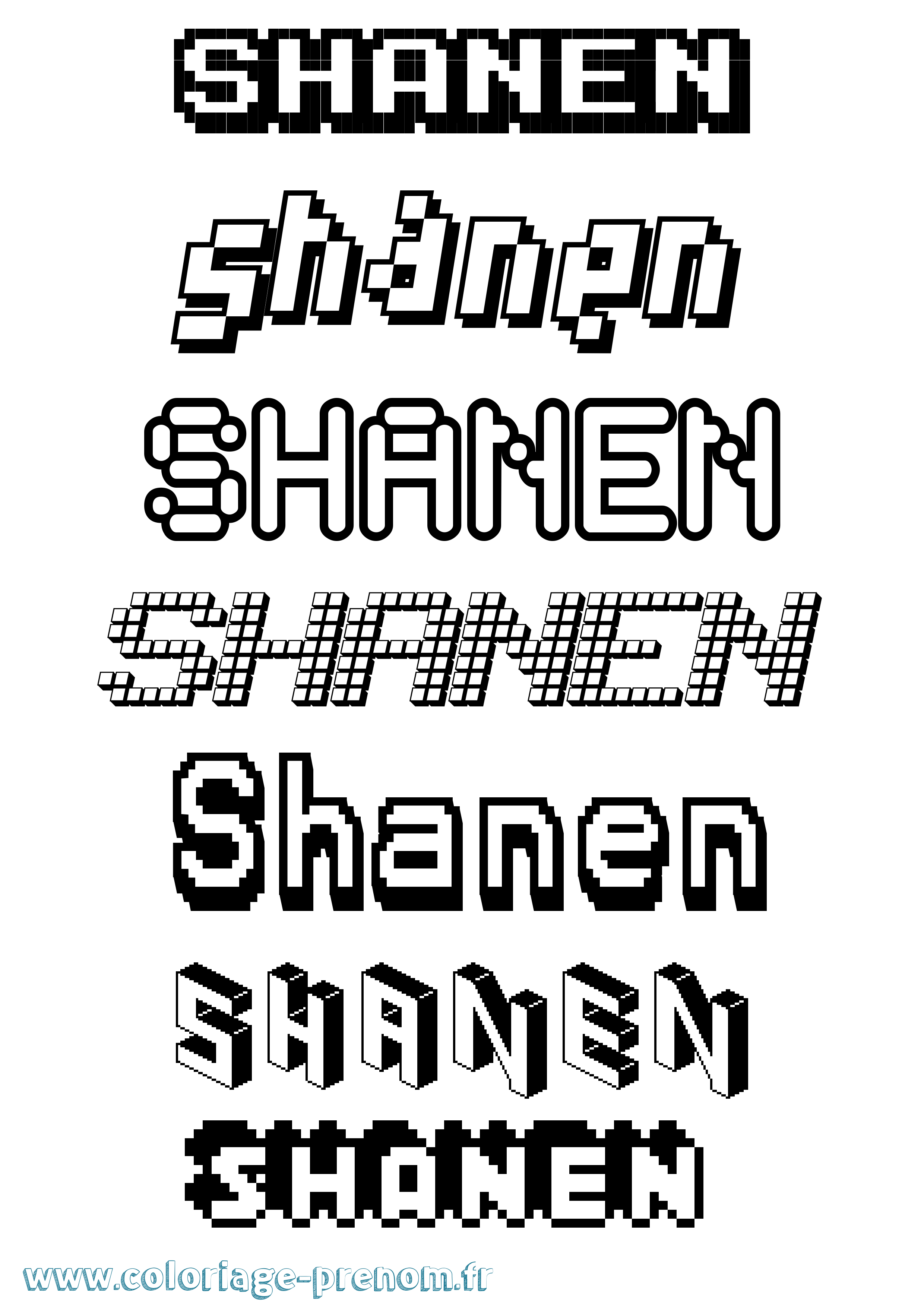 Coloriage Shanen Pixel Coloriage prénom Shanen Pixel