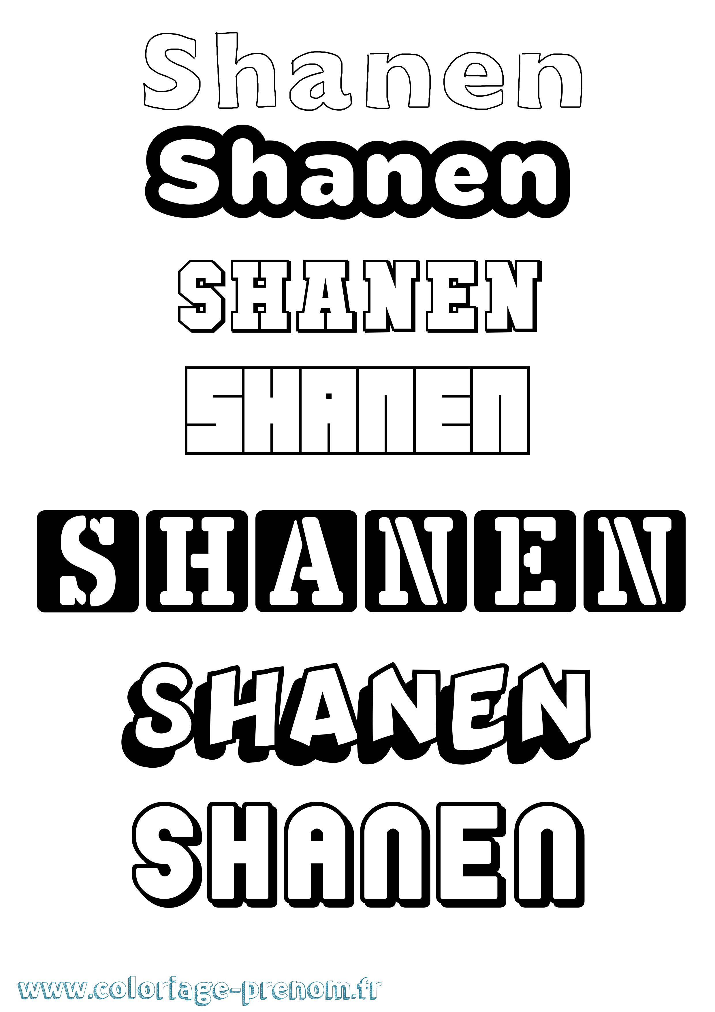 Coloriage Shanen Simple Coloriage prénom Shanen Simple