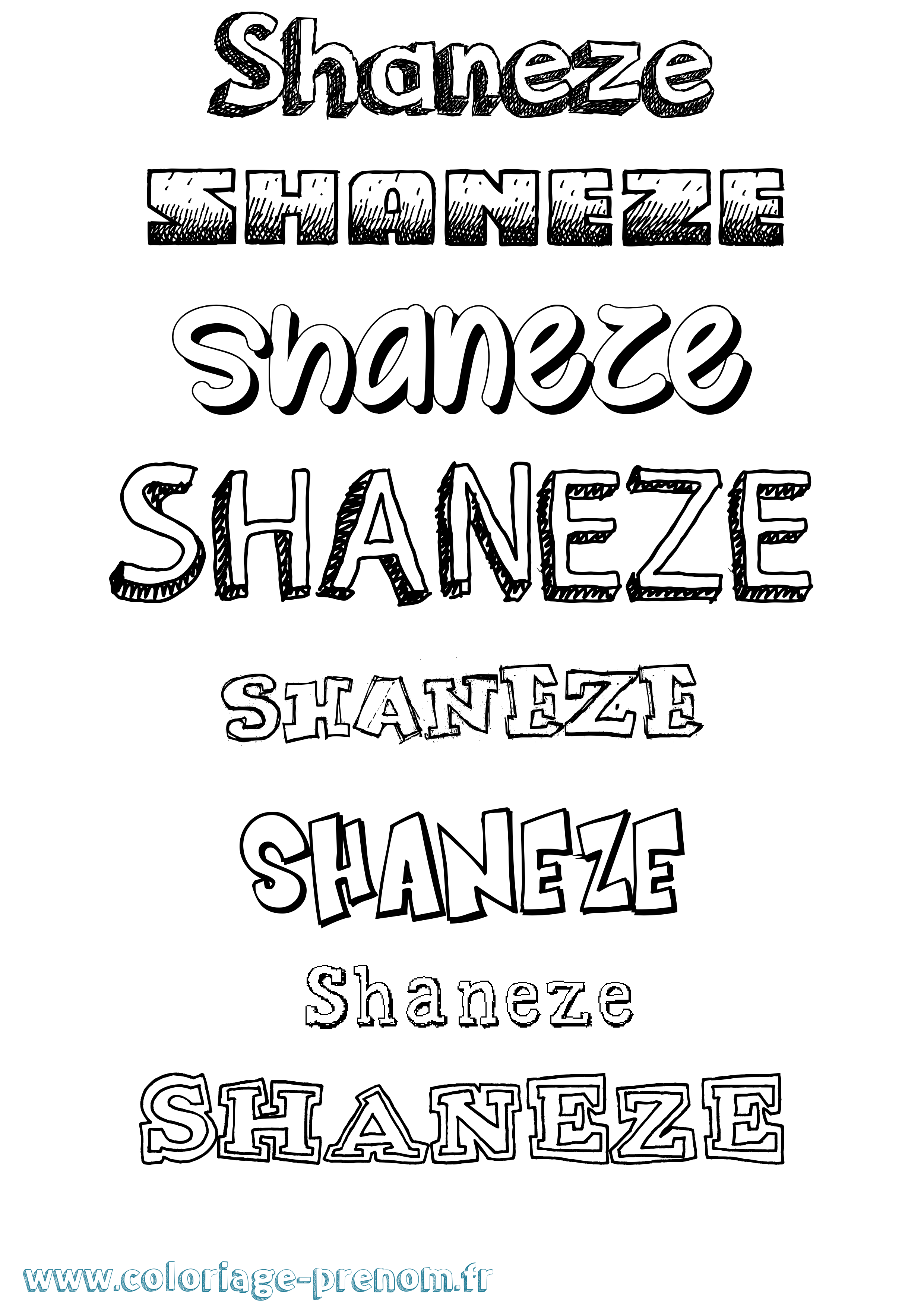 Coloriage Shaneze Dessiné Coloriage prénom Shaneze Dessiné