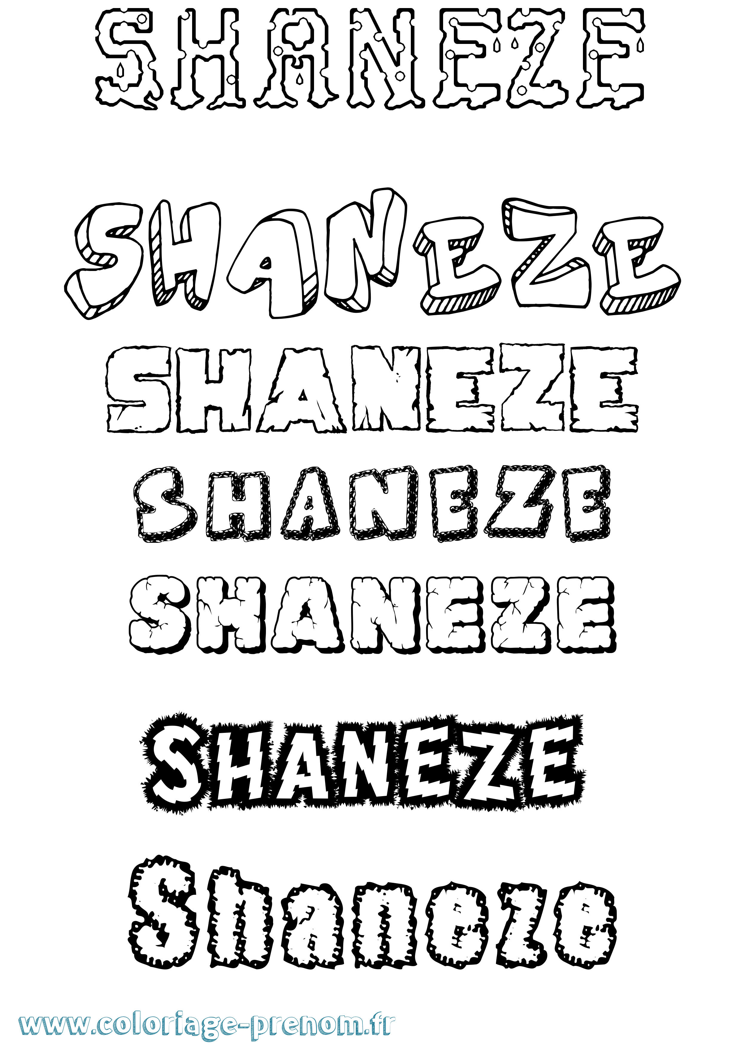 Coloriage Shaneze Destructuré Coloriage prénom Shaneze Destructuré