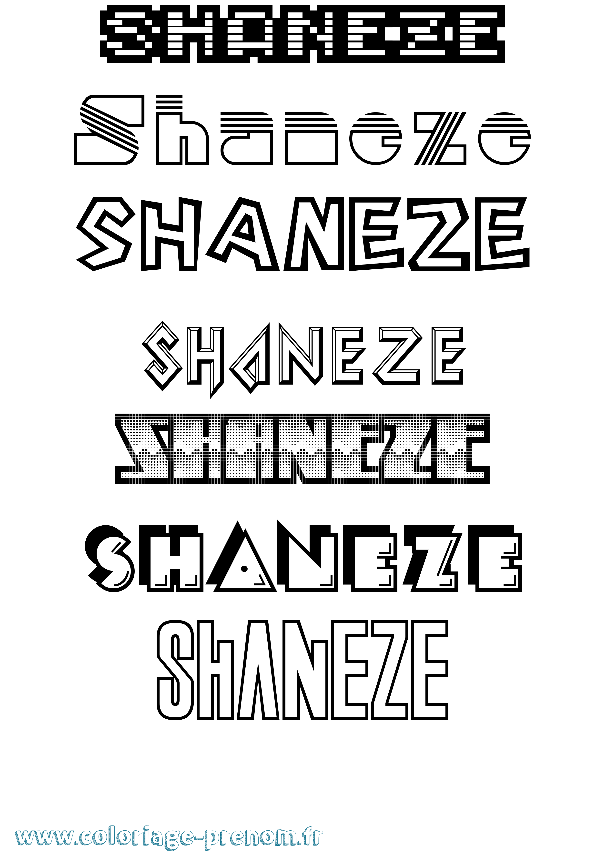 Coloriage Shaneze Jeux Vidéos Coloriage prénom Shaneze Jeux Vidéos