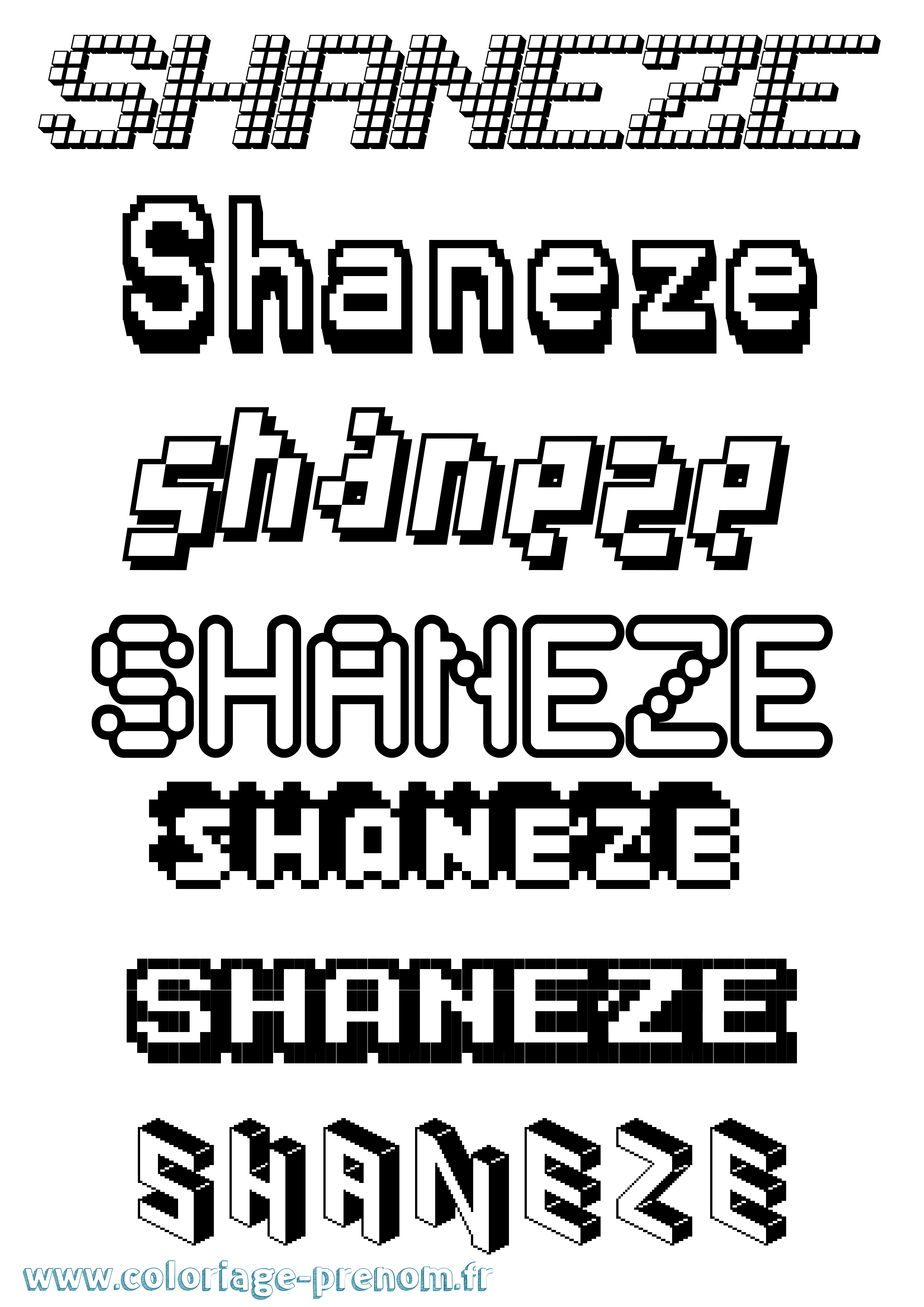 Coloriage Shaneze Pixel Coloriage prénom Shaneze Pixel