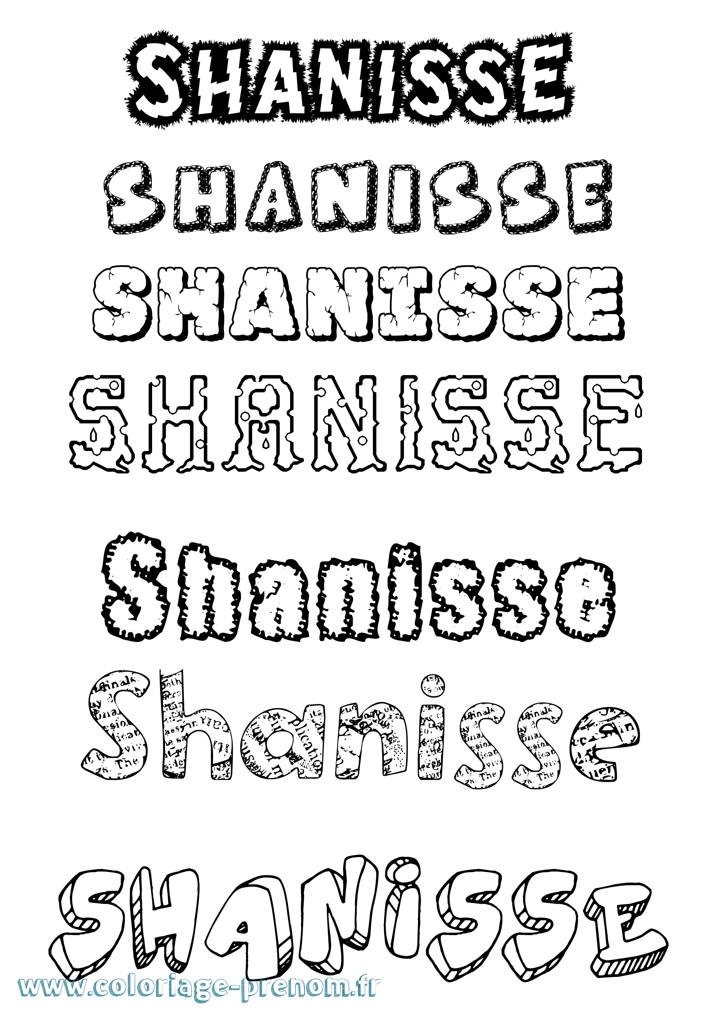 Coloriage Shanisse Destructuré Coloriage prénom Shanisse Destructuré