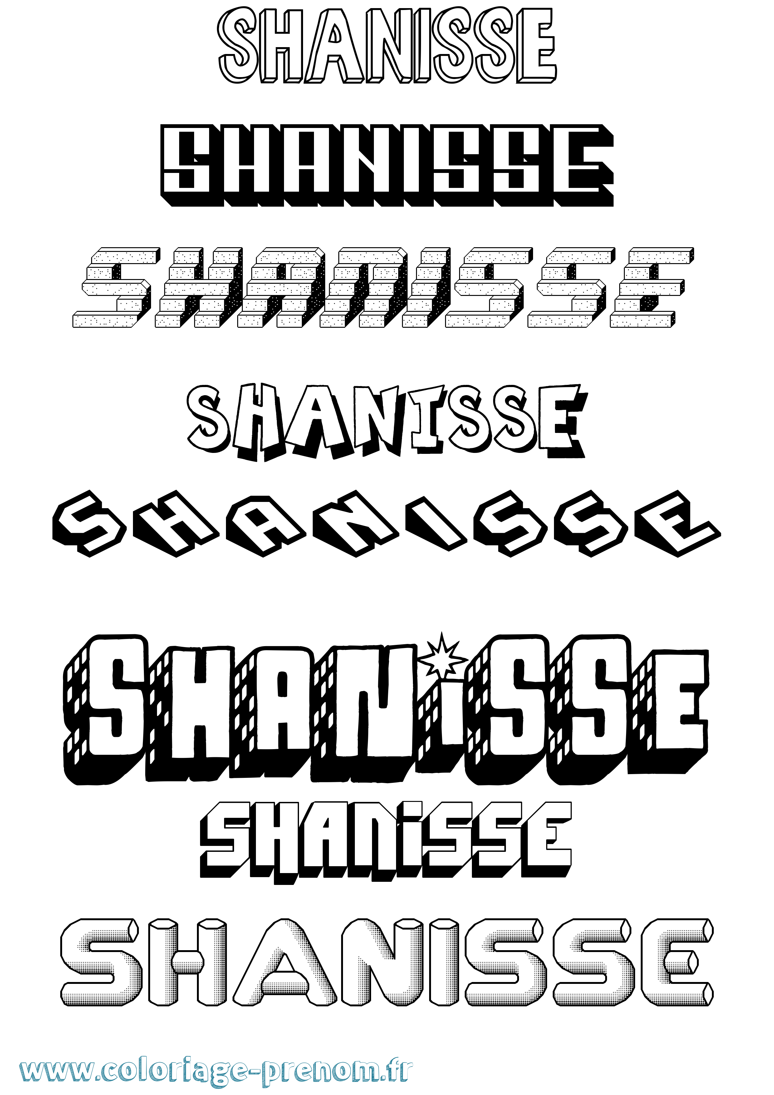 Coloriage Shanisse Effet 3D Coloriage prénom Shanisse Effet 3D