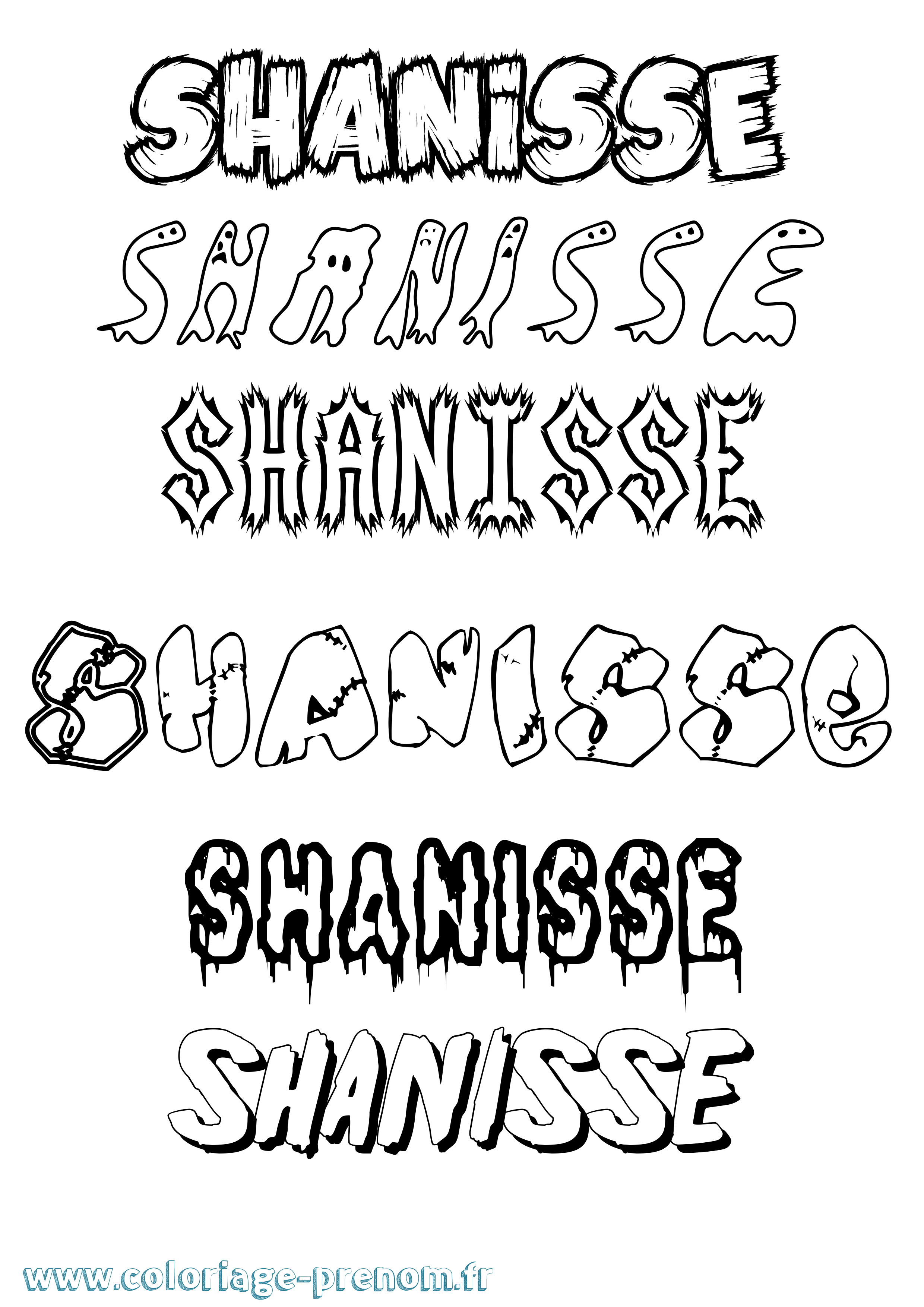 Coloriage Shanisse Frisson Coloriage prénom Shanisse Frisson
