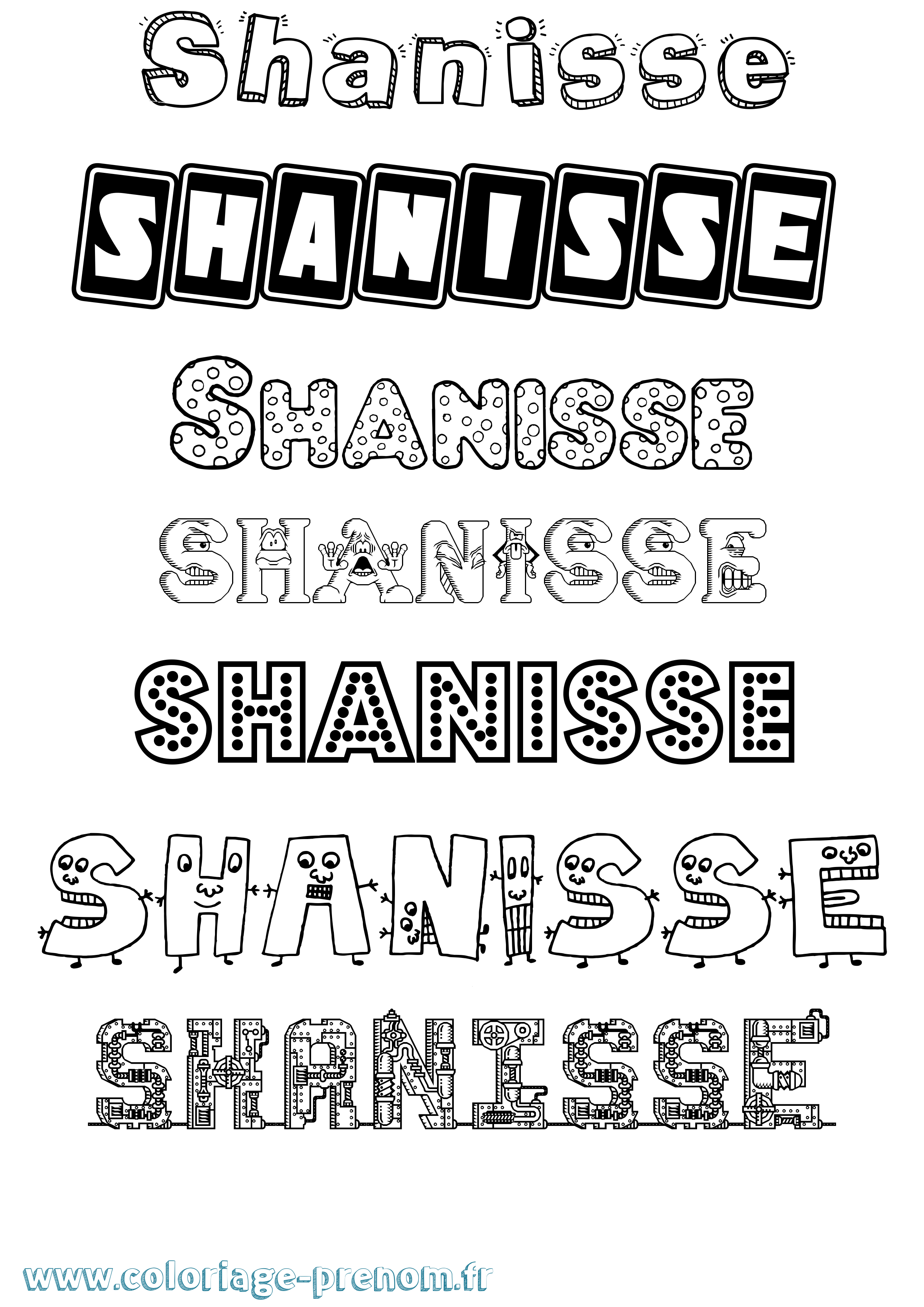 Coloriage Shanisse Fun Coloriage prénom Shanisse Fun