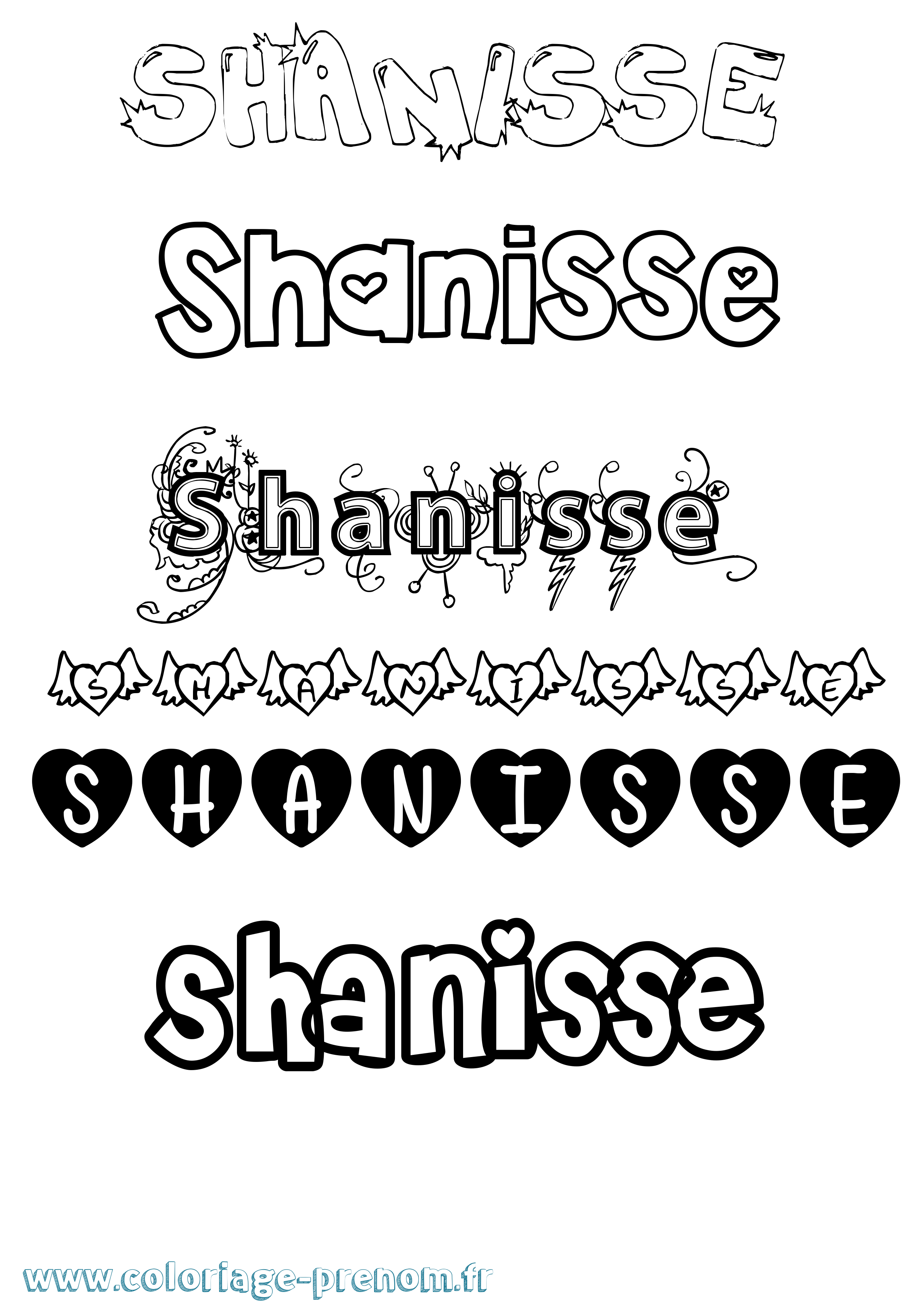Coloriage Shanisse Girly Coloriage prénom Shanisse Girly