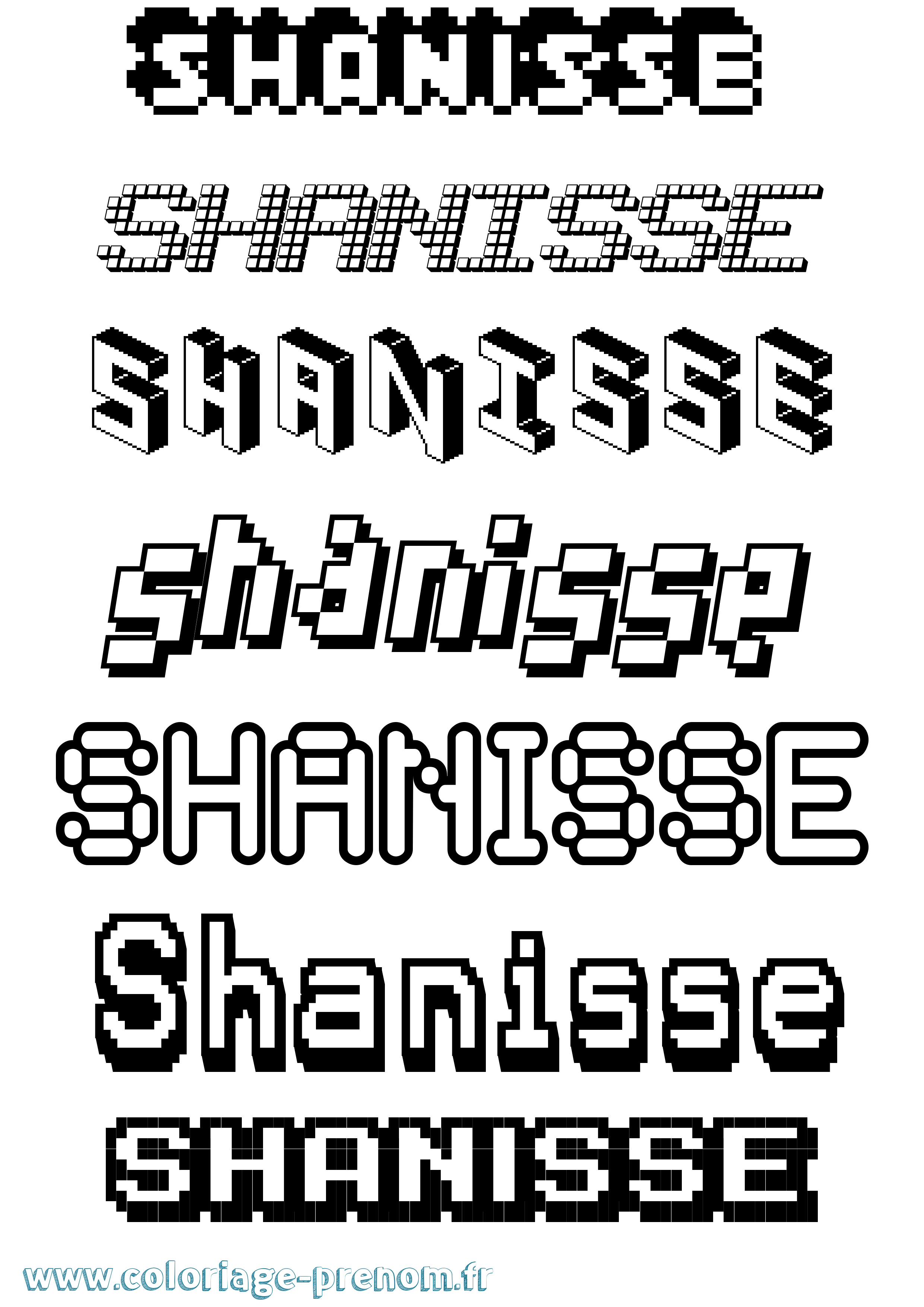 Coloriage Shanisse Pixel Coloriage prénom Shanisse Pixel