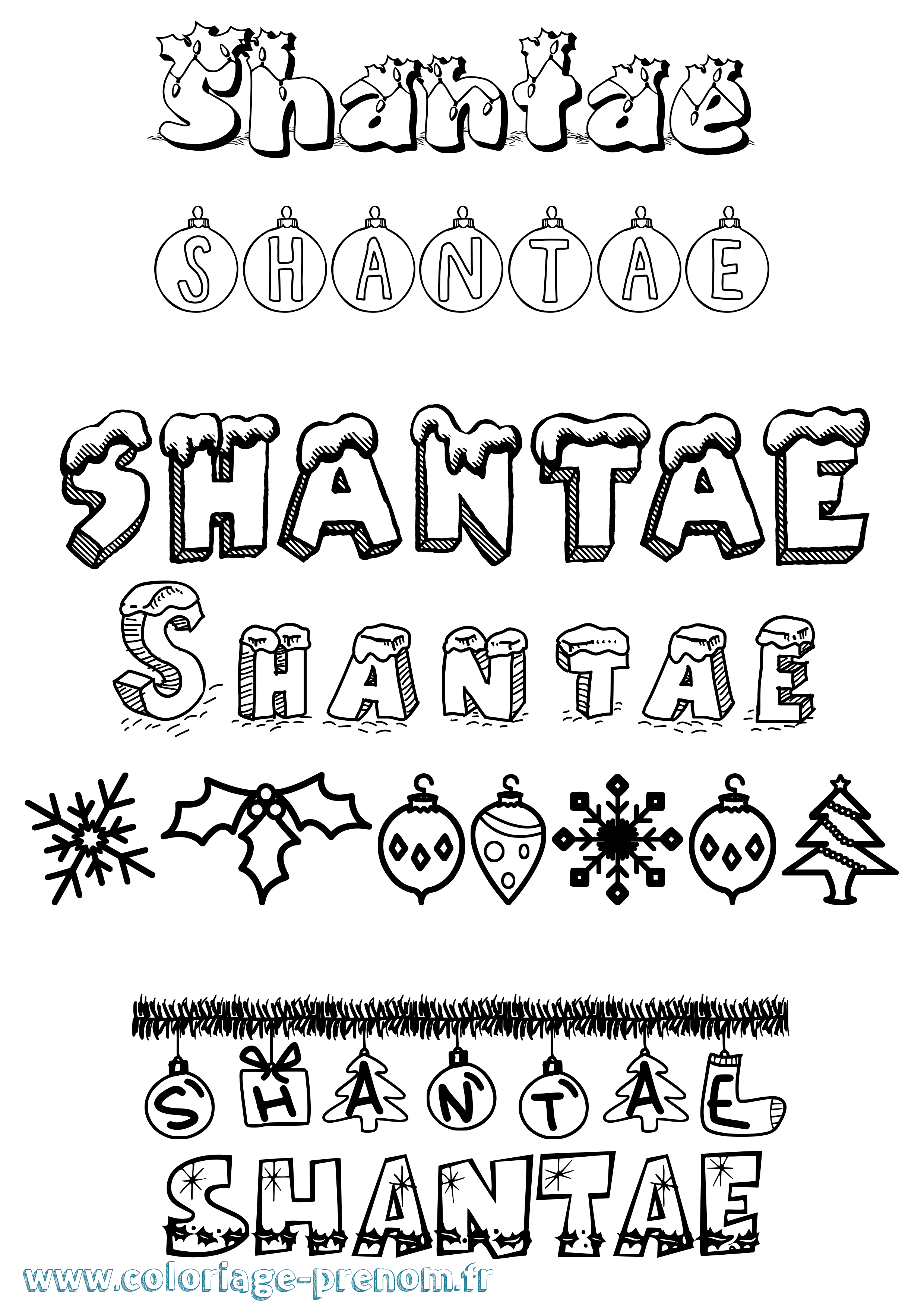 Coloriage Shantae Noël Coloriage prénom Shantae Noël