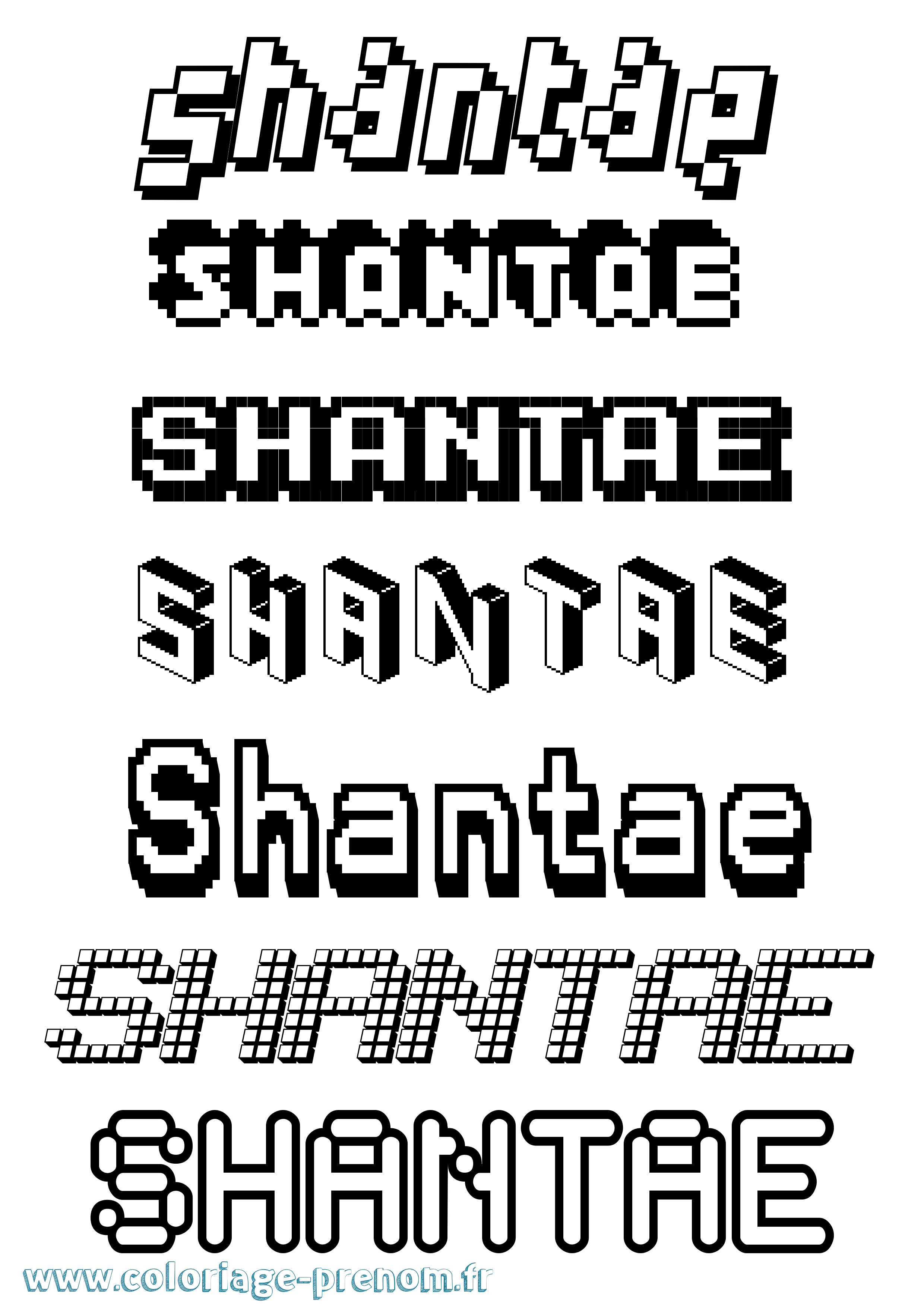 Coloriage Shantae Pixel Coloriage prénom Shantae Pixel