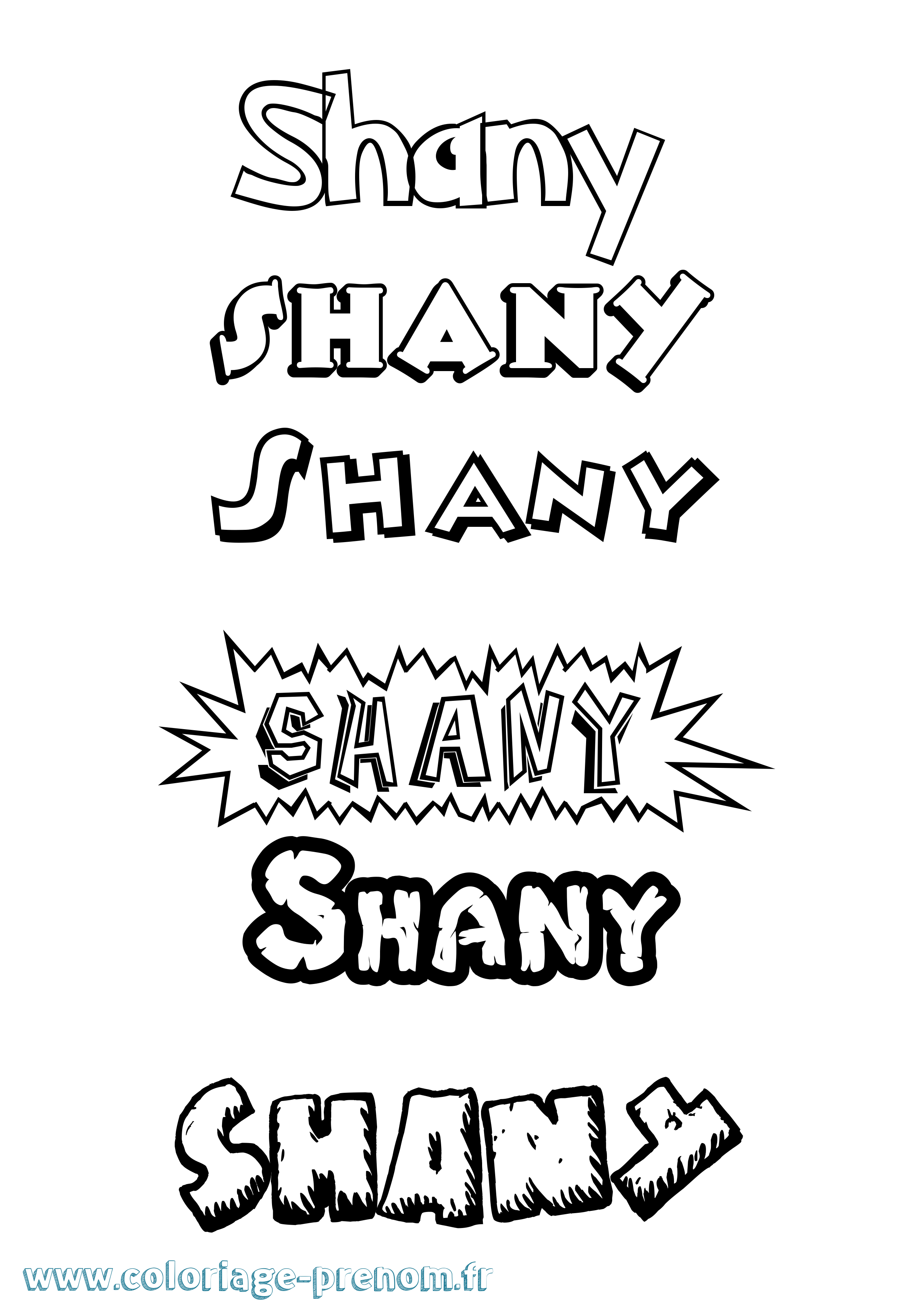 Coloriage Shany Dessin Animé Coloriage prénom Shany Dessin Animé