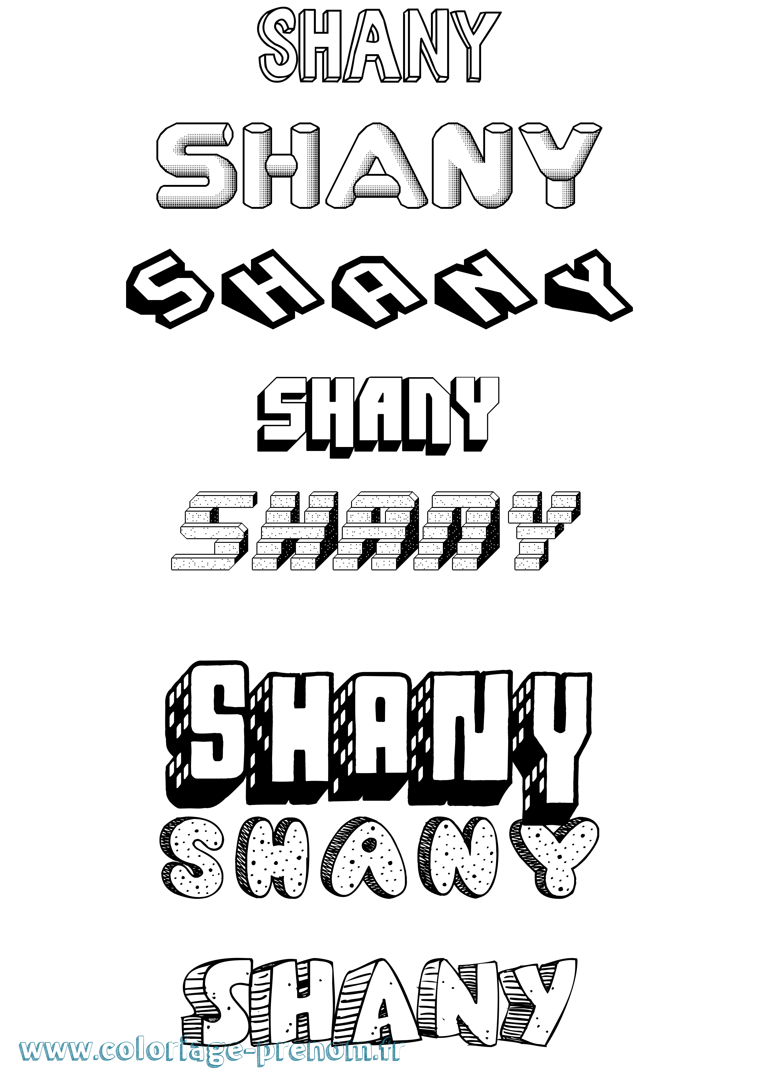 Coloriage Shany Effet 3D Coloriage prénom Shany Effet 3D