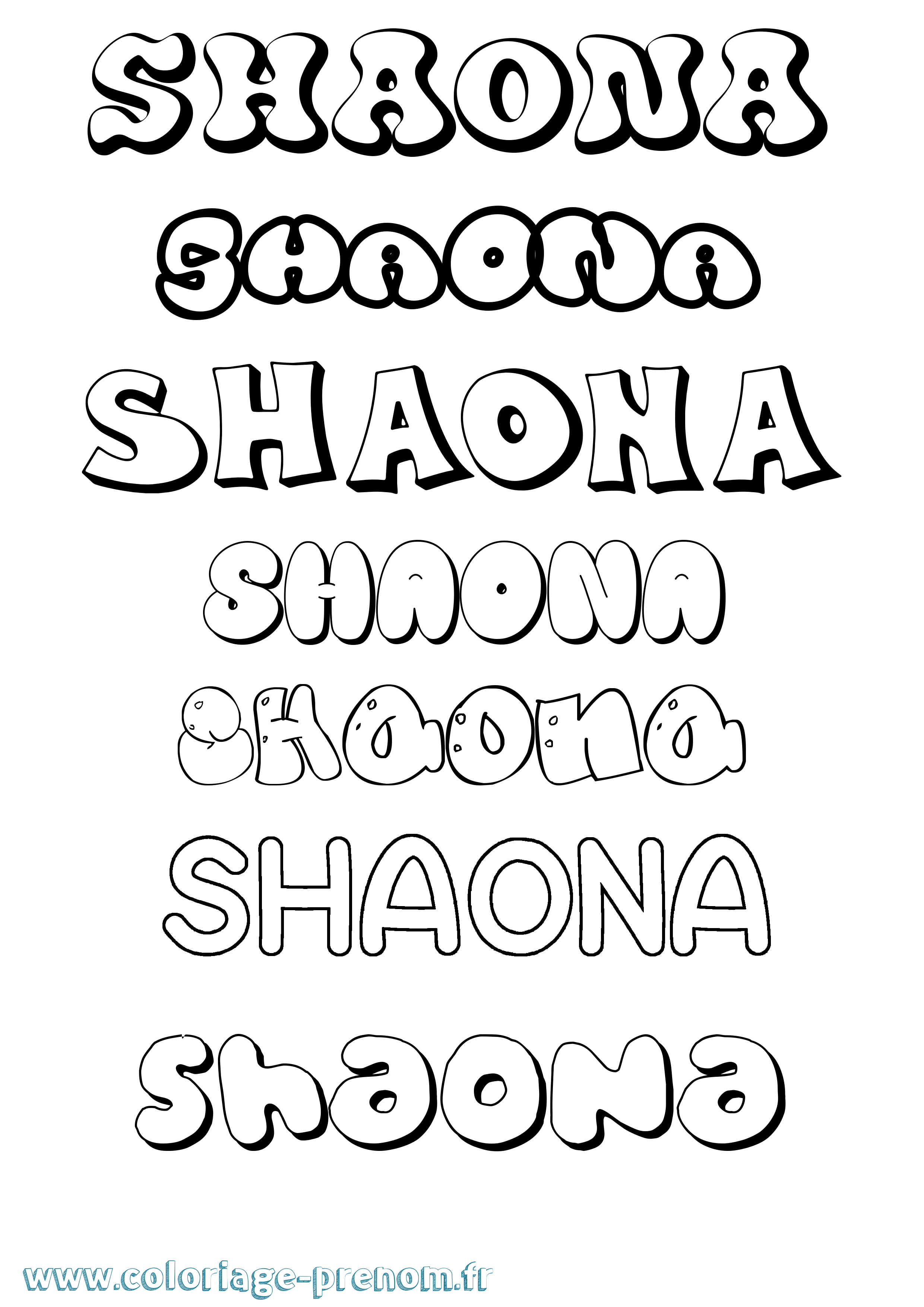 Coloriage Shaona Bubble Coloriage prénom Shaona Bubble