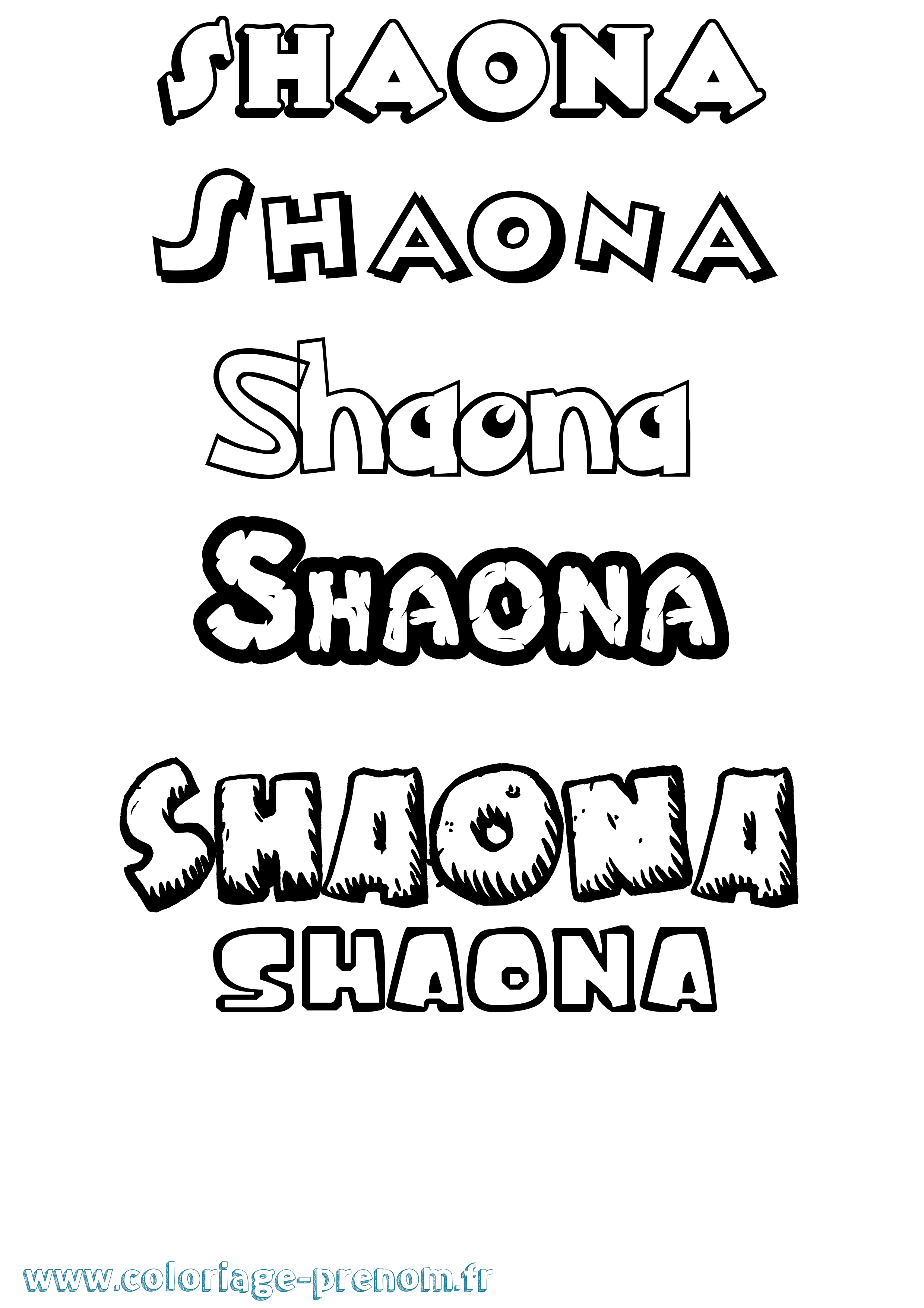 Coloriage Shaona Dessin Animé Coloriage prénom Shaona Dessin Animé